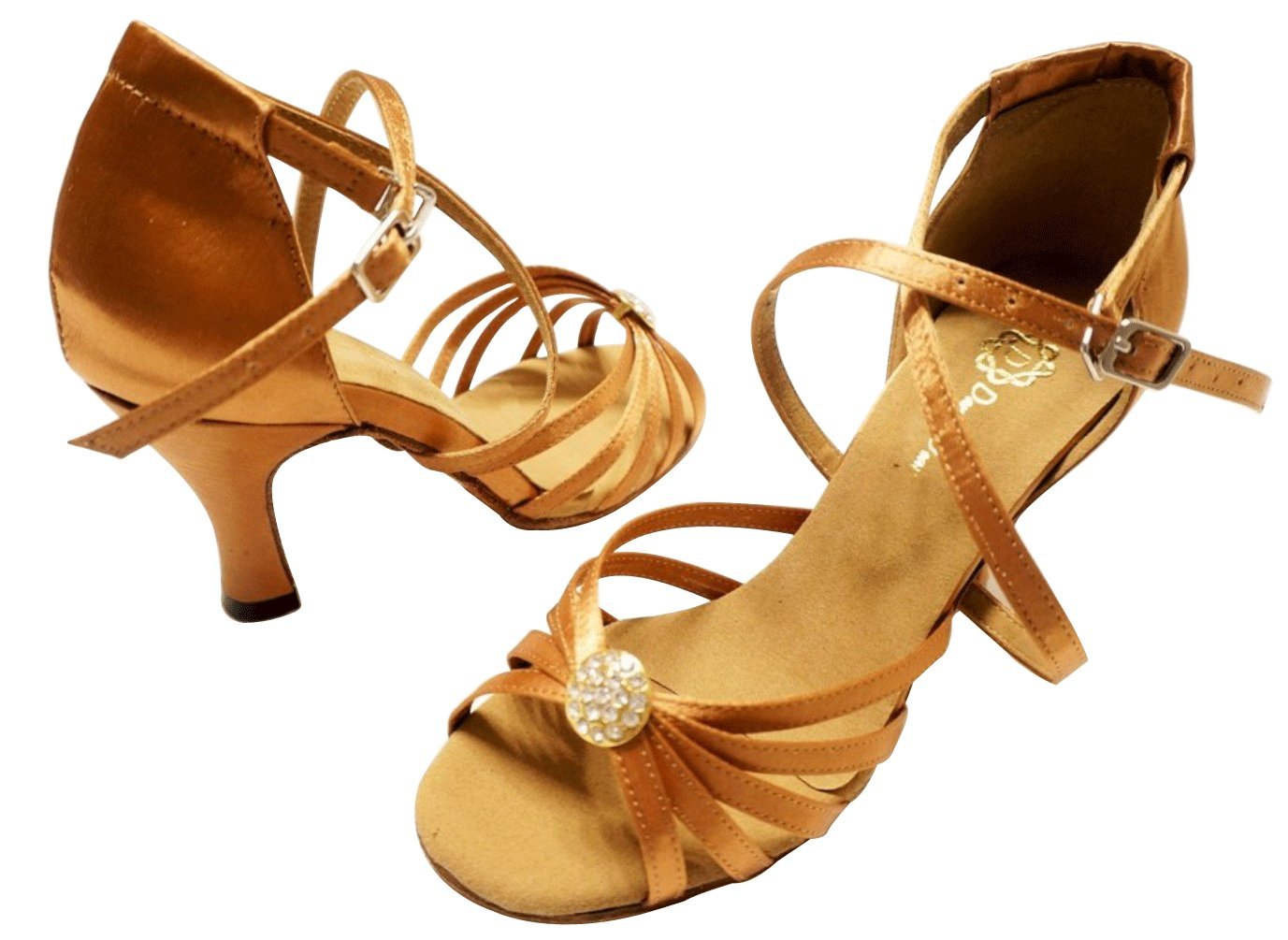 Dancer Gear Wowen Ballroom Latin Dance Suede Sole 3 Inch, Size 6 Tan