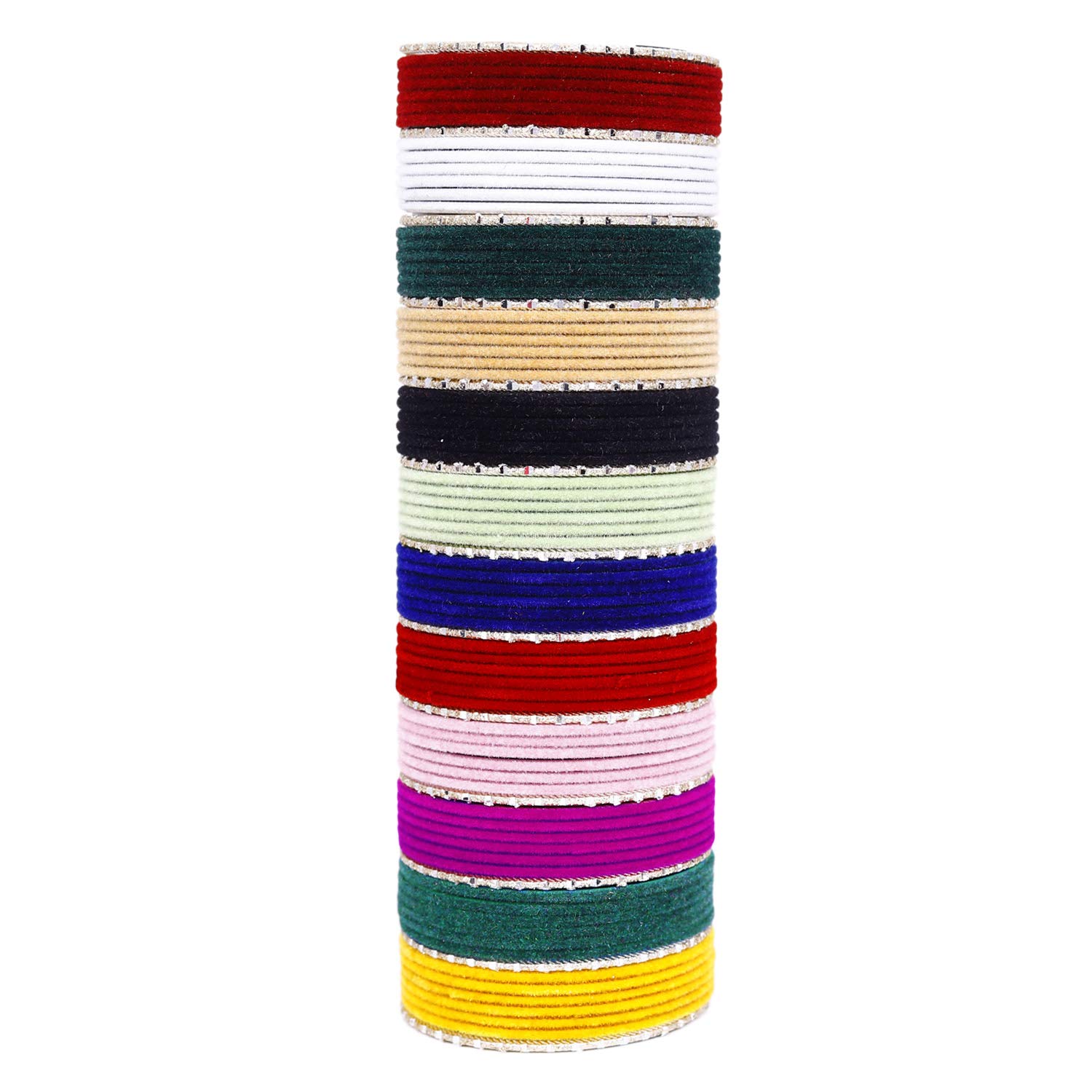 SANARAIndian Traditional Bollywood Gorgeous 84pc 12 color Velvet Bangle Box Set Women Wedding Wear Bracelet Bangle Set