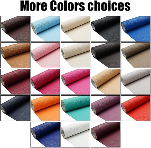 Miniatura 5 de Piel sintética con textura de litchi caqui, 11.8 x 53.14 pulgadas, 0.044 in de grosor, material de cuero sintético sintético para tapicería,