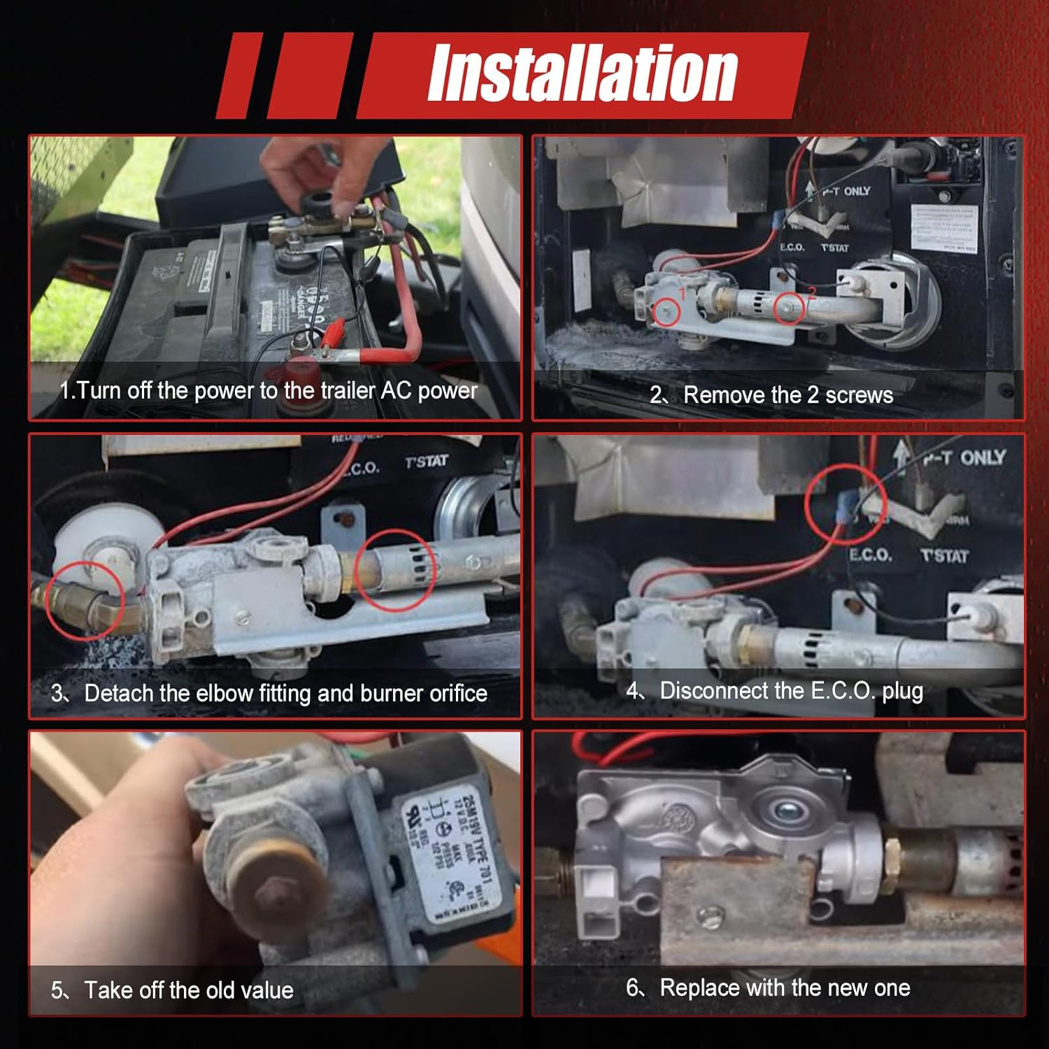 93844 Water Heater Solenoid Gas Valve Compatible with Atwood 6-10 Gal Water Heater, Replaces # 93870 93321 92078- for GC10A-4E G6A-8E G6A-6E G6A-4E G10-3E