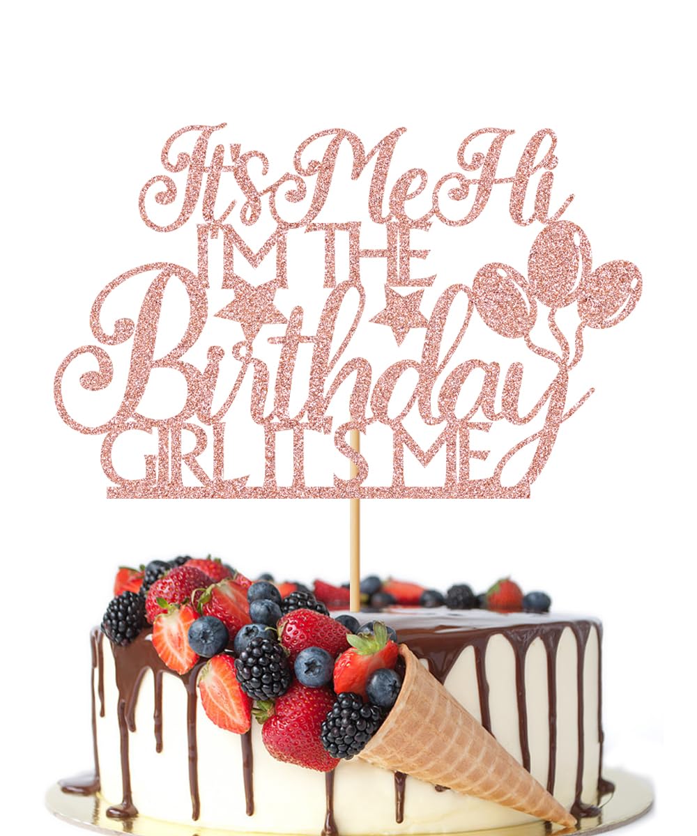 Crseniny Girl Happy Birthday Cake Topper?Pink Girl Princess Cake Decorations?Glitter Crown Girl Cake Decoration for Girl Theme Wedding Birthday Baby Shower Party Decoration Supplies Rose Gold