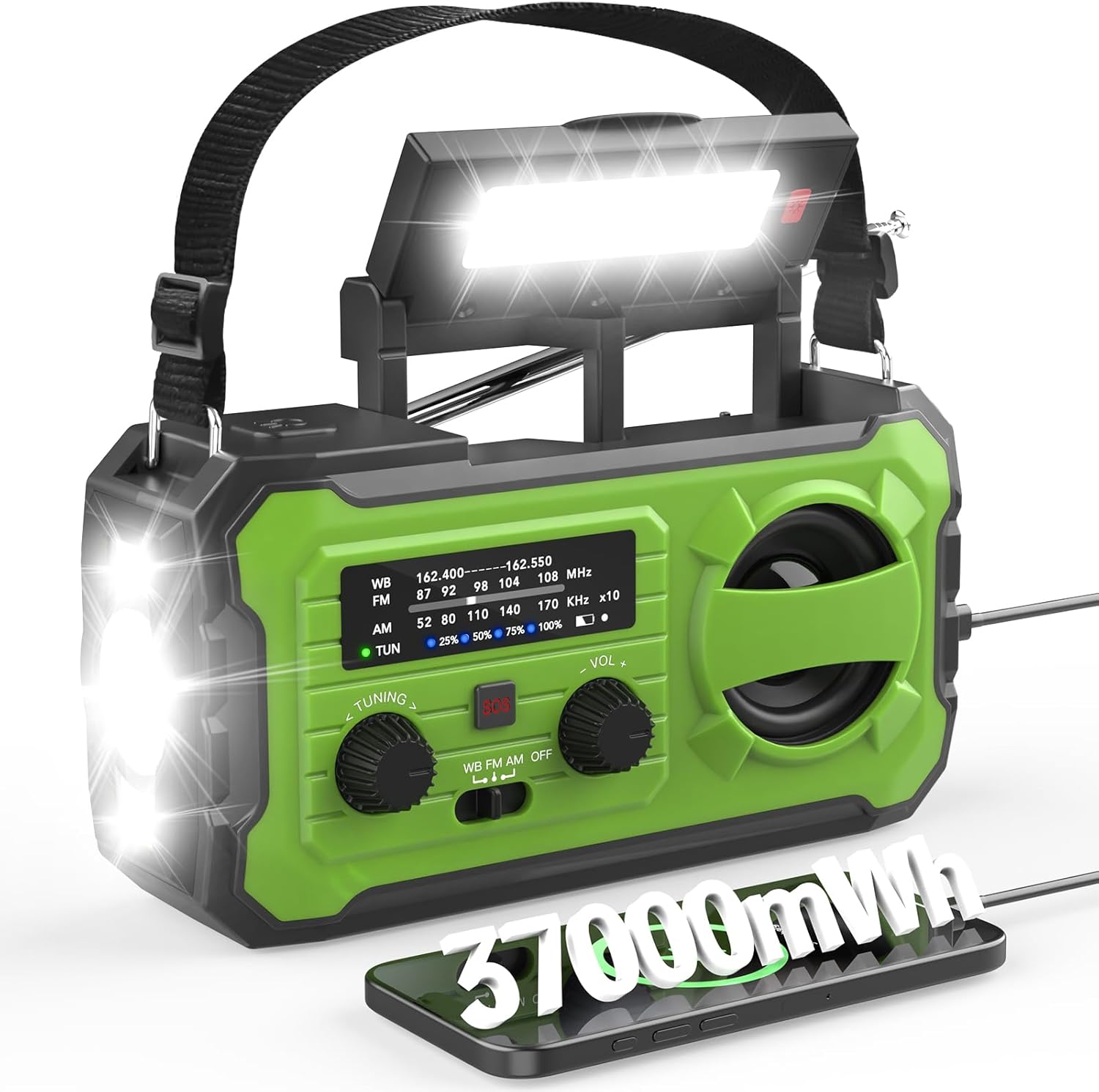 NITIGO Solar Crank Emergency Weather Radio with NOAA, USB, SOS Alarm