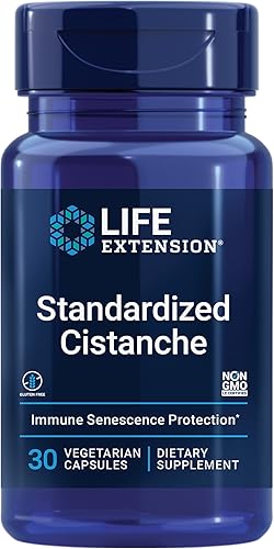 Life Extension Standardized Cistanche - Cistanche Tubulosa Extract Supplement Pills for Immune Support and Longevity with Vitamin C - Gluten-Free