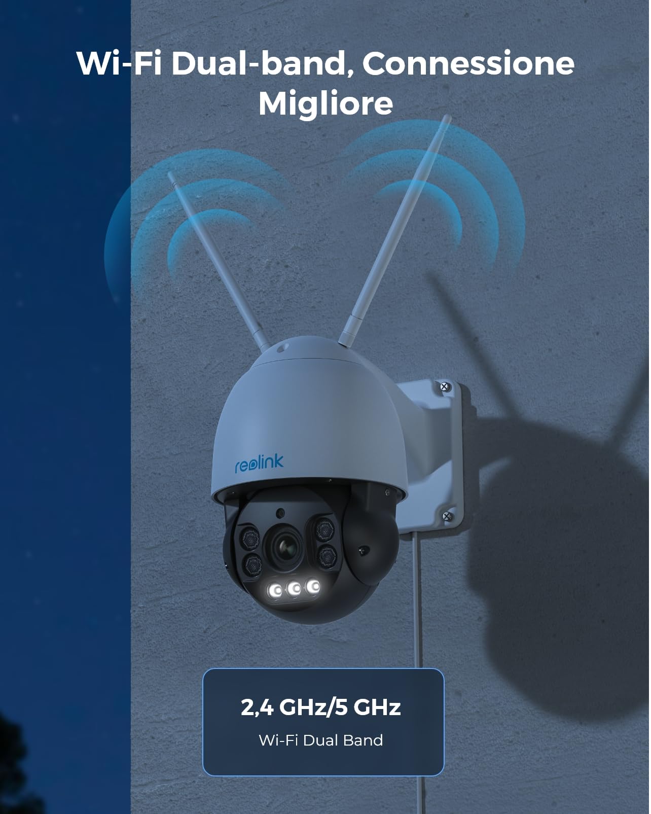 Reolink 5MP Telecamera Wi-Fi Esterno con WiFi 2,4/5GHz, Autotracking e 360° PTZ, 5X Zoom Ottico, Visione Notturna, Rilevamento di Persone/Veicoli e Audio Bidirezionale, RLC-523WA (Ricondizionato)