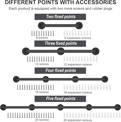 Miniatura 9 de Barandilla industrial de 8 pies, barandilla de escalera de montaje en pared, barandilla de tubo de 1.3 pulgadas para escalones, barra de agarre,