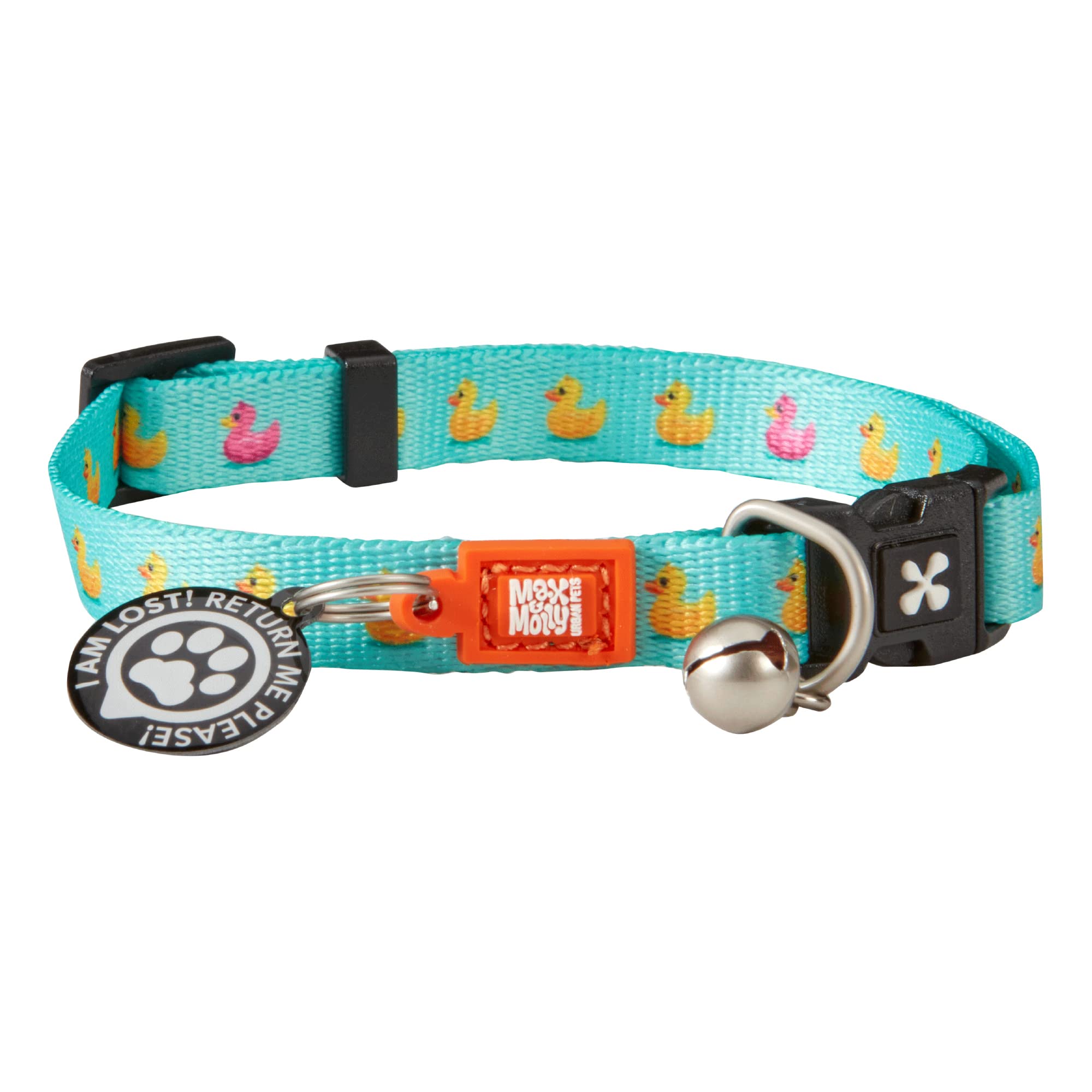 Max & Molly Fun & Whimsy Cat Collar with Jingle Bell, Breakaway Safety Buckle, Adjustable Sizing & Smart ID Personalized Tag for Girl or Boy Cats/Kittens, Sweet Ducklings Design