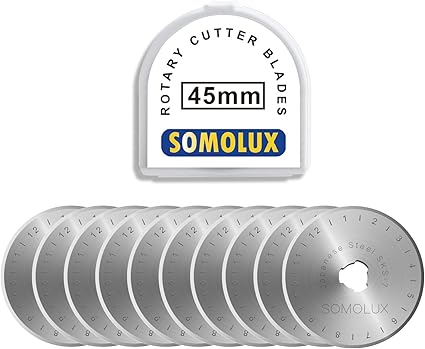 SOMOLUX Rotary Cutter Blades 45mm 10 Pack Refill Fits OLFA,DAFA,Truecut Replacement, Quilting Scrapbooking Sewing Arts Crafts,Sharp and Durable
