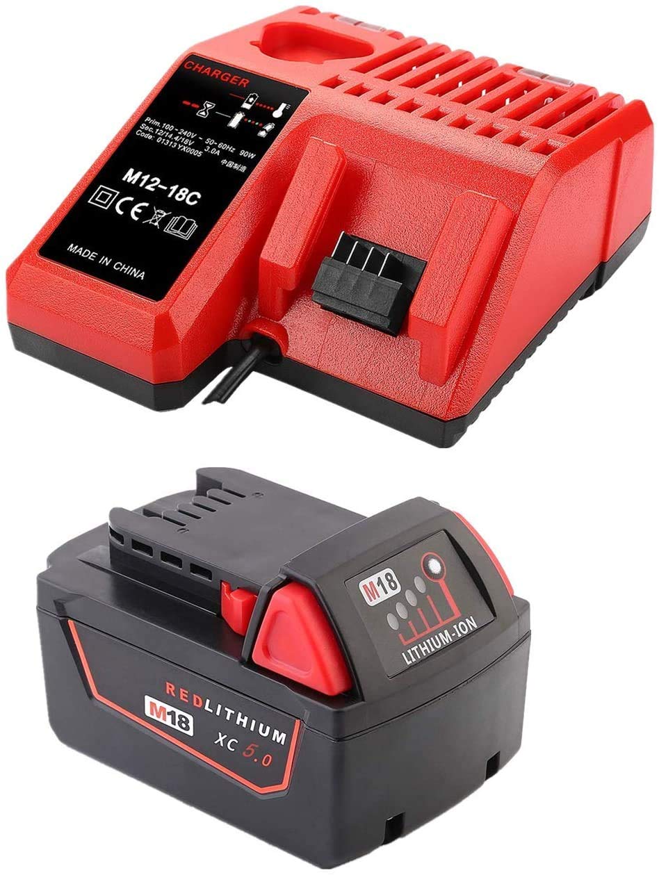 2 Stück 18V 5,5Ah Akku für Milwaukee, ASUNCELL Li-Ion Ersatzakku für Milwaukee M18 Akku Kompatibel mit Milwaukee M18B XC 48-11-1815 48-11-1820 48-11-1850 2601 2610 2611 2620 2630 2650