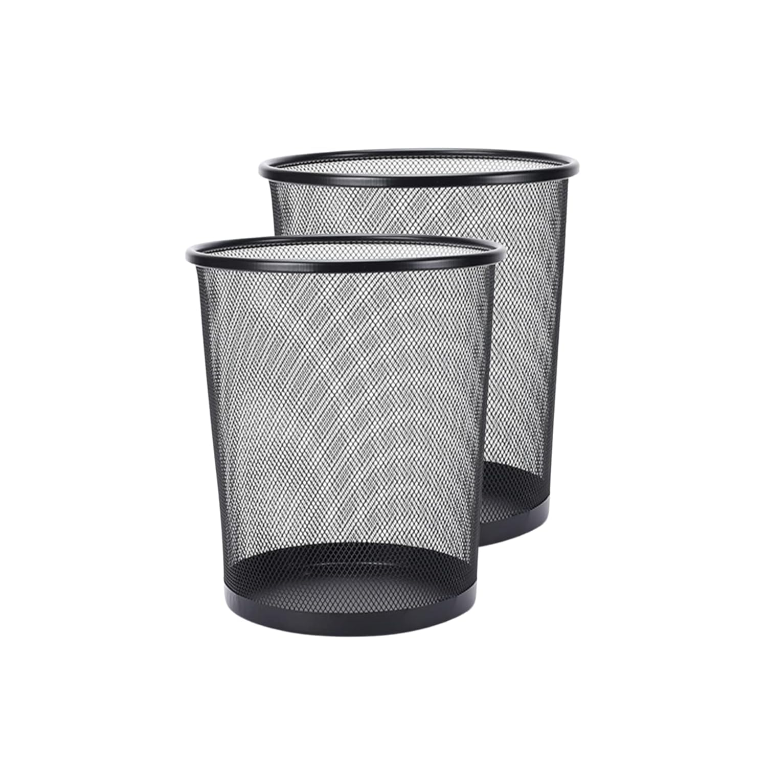 GoodWill Tech Open-Top Cylindrical Metal Mesh Recycling Dustbins- Waste Basket for Home/Office/Coffee Shop/Hotel Non-Toxic - Black (Set of 2, Medium (13L))