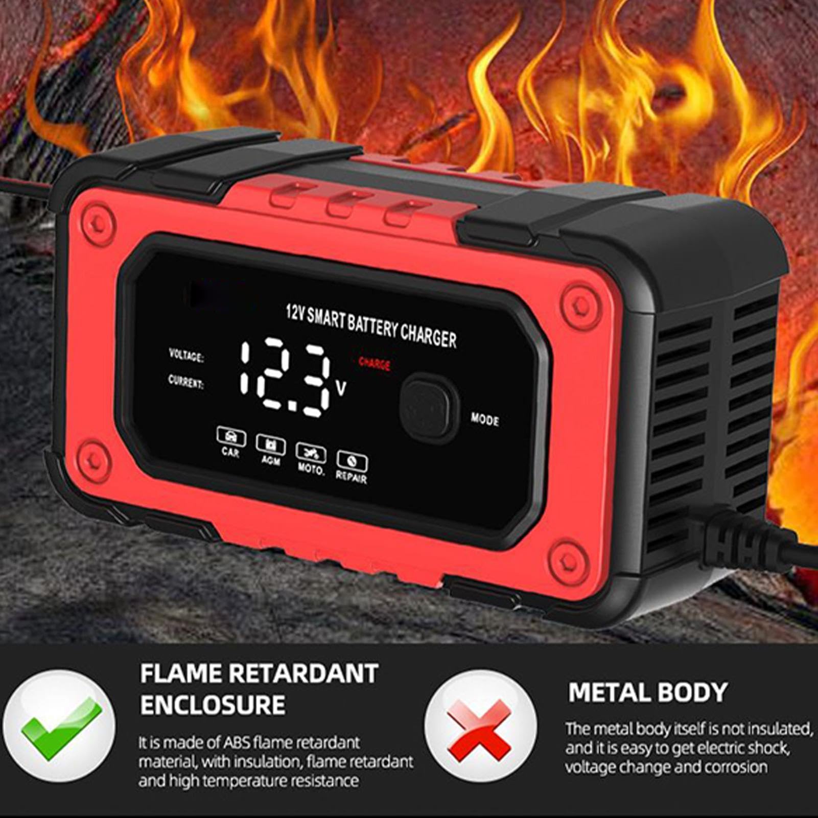 Caricabatteria Auto Mantenitore Desolfatore Automatico Intelligente a | Caricatore di manutenzione 12 V 6 A Desulfatore intelligente per auto, camion, barca, MTB, garage, esterno