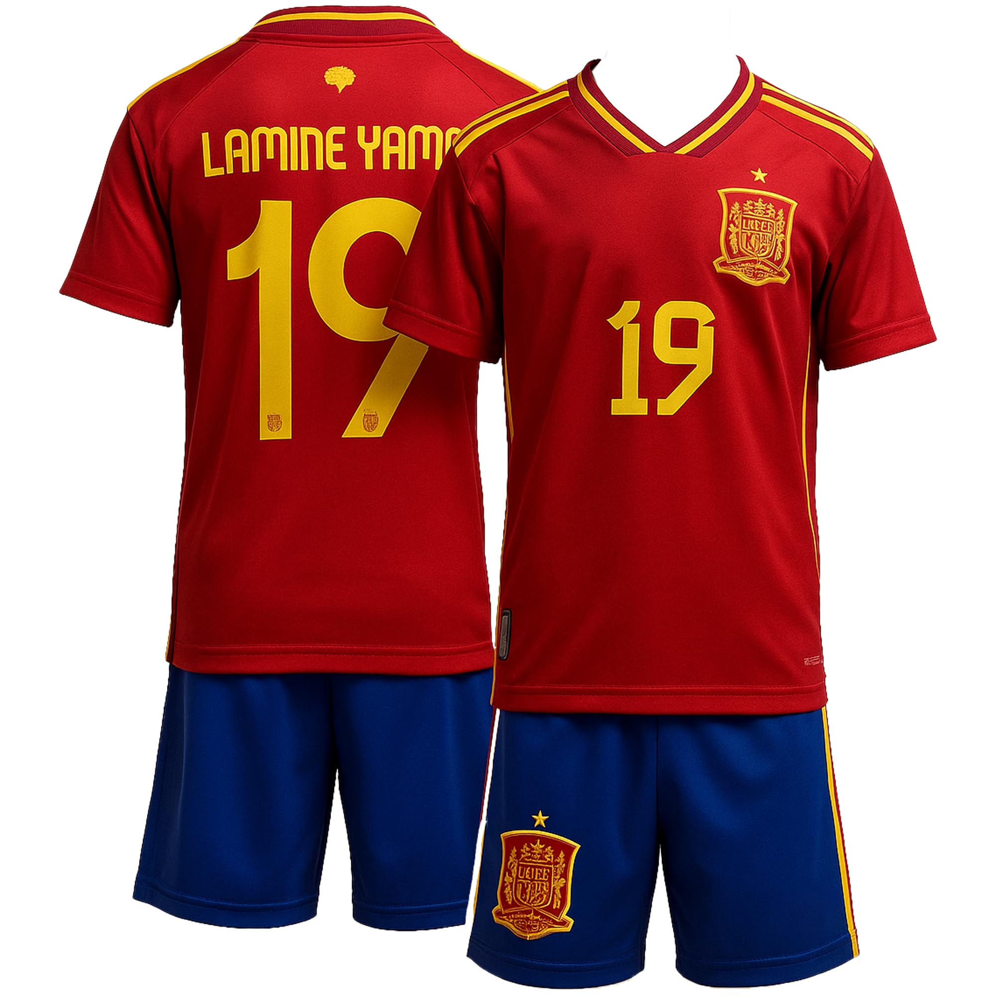 Lamine Yamal No 19 Spain National Team Jersey and Shorts for Children - Special Design, Limited Edition Football Training Kit for Young Fans