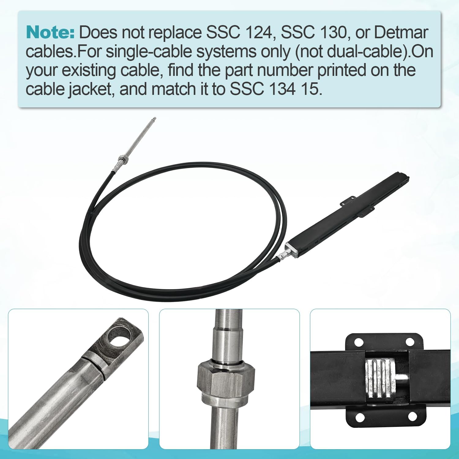 Photo 1 of SSC13415 15Ft Mechanical Rack & Pinion Steering Cable Compatible with SB39526P,SB39544P Bezel Kits for Back Mount Steering System & SH5210P,SH5230P Helm Units Fits for SS14115,SS15115