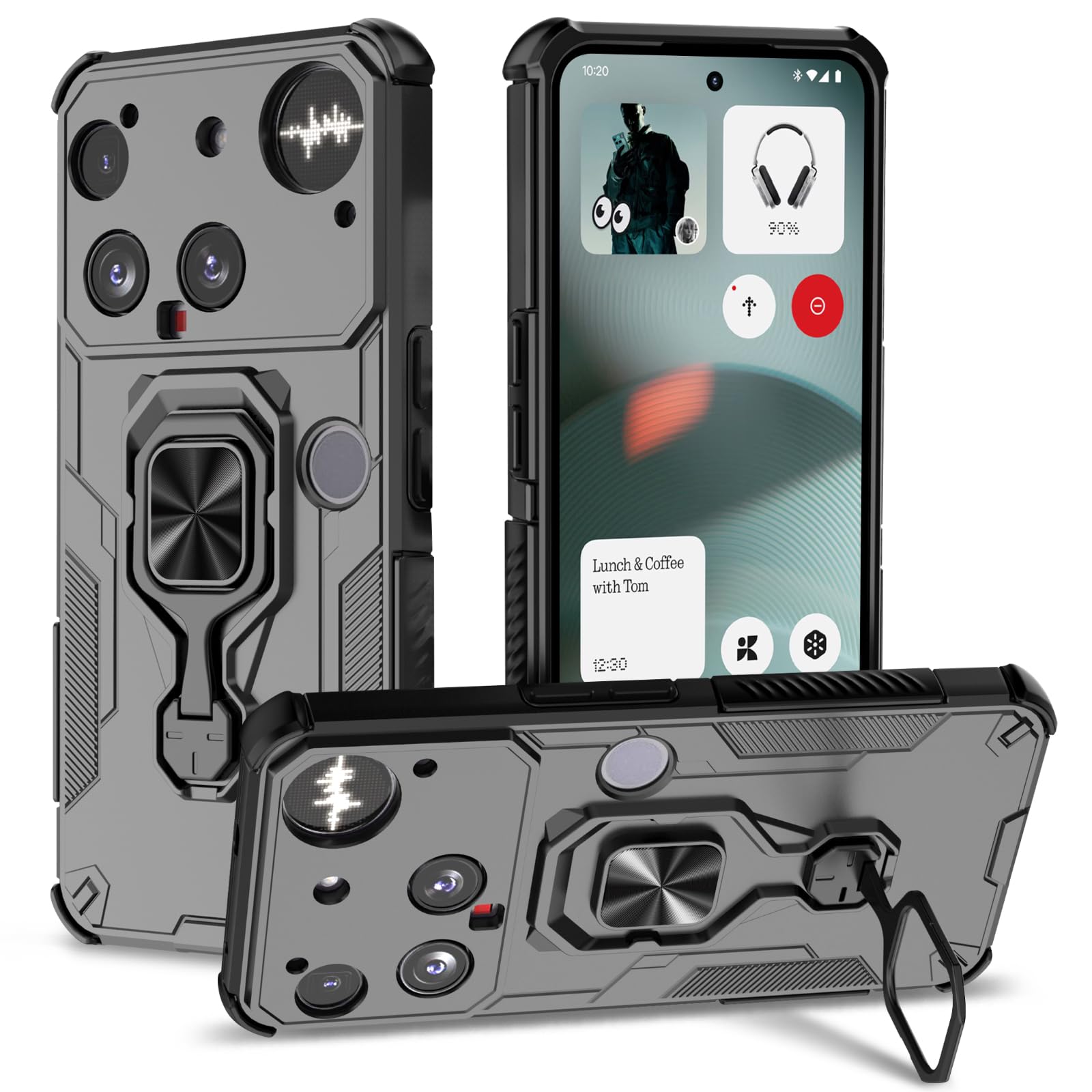 Funda para Samsung Galaxy A13 4G con Cristal Templado Protector Pantalla, Carcasa Antigolpes con Soporte anular metálico, Case Protectora de Grado Militar, Negro — view 209