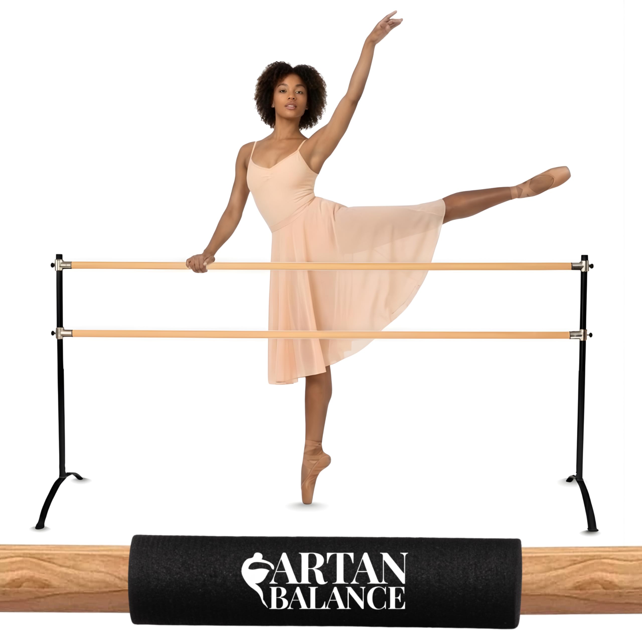 Artan Balance Ballet Barre Portable for Home or Studio, Height Adjustable Bar for Stretch, Pilates, Dance or Active Workouts, Single or Double Bar, Kids and Adults