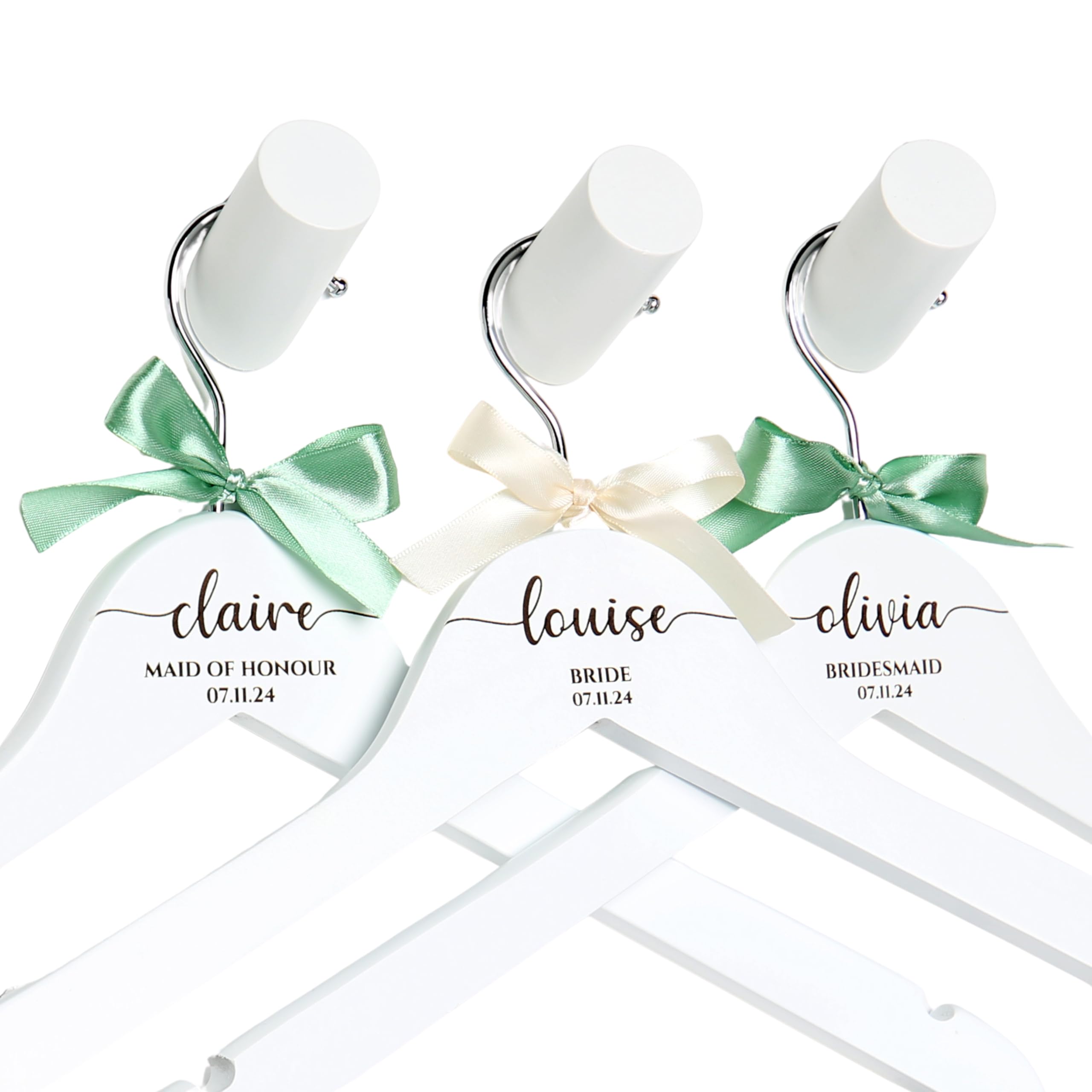 Lunea Custom White Personalised Wedding Hangers - Bridesmaid Hangers, Custom Wedding Bridal Hangers - Wedding Gifts, Engraved Wedding Gift, Bridesmaid Gift, Bulk Wedding Favours