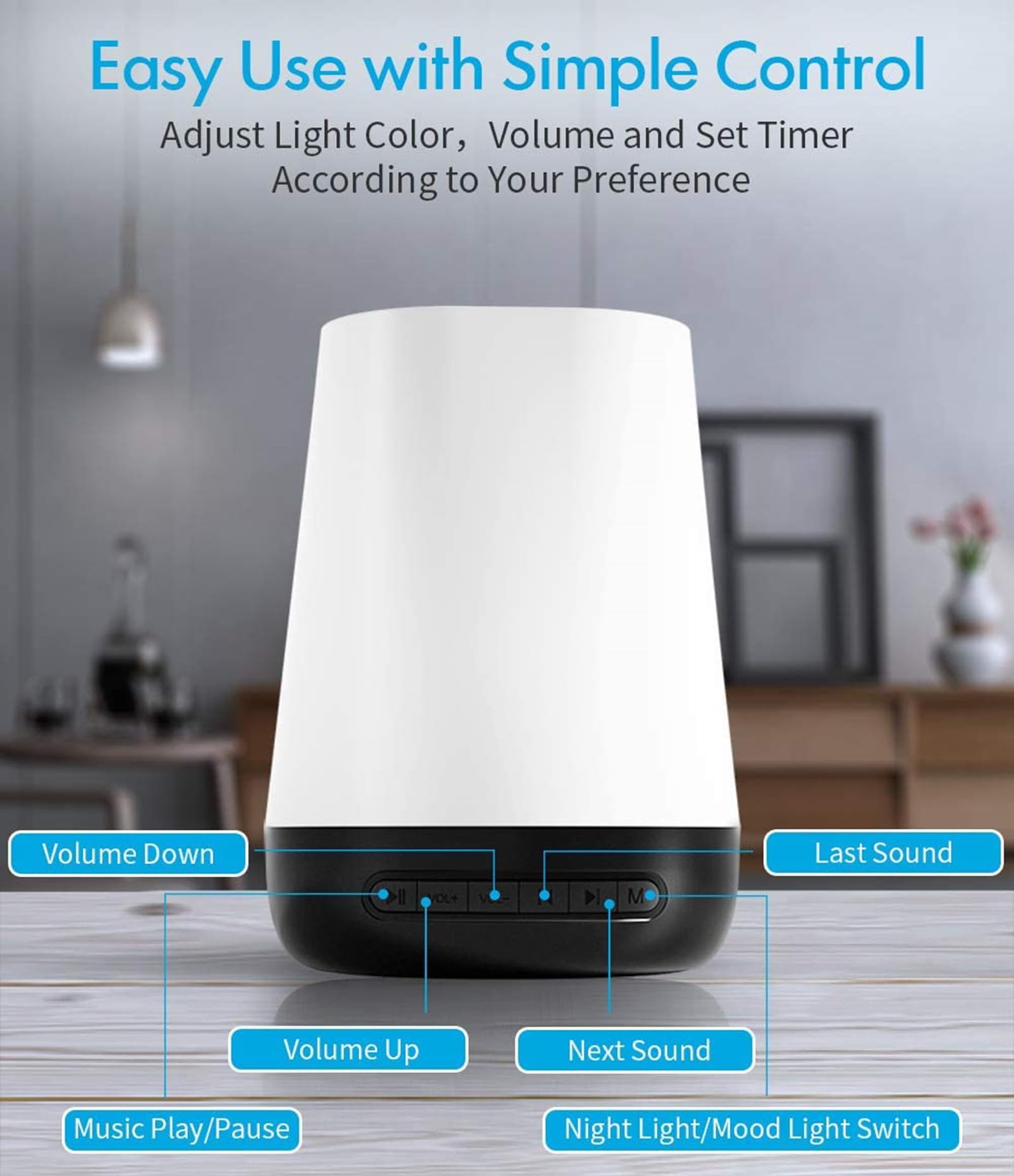 Máquina de Ruido Blanco para Dormir, 34 Sonidos relajantes de Alta fidelidad, función y Temporizador Favoritos, Ideal para Adultos, bebés, hogar, Oficina y Viajes.