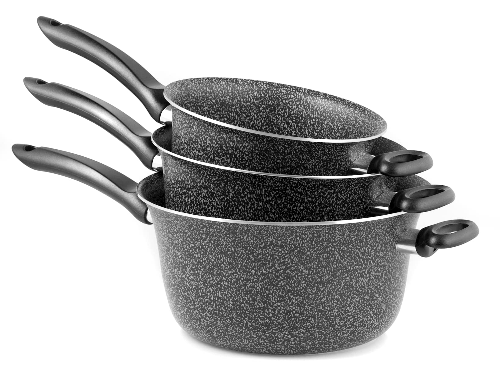 Home Paiolo Antiaderente con Manico, Pietra, Nero/Argento, 22 cm