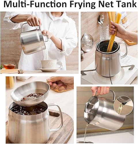 Miniatura 7 de Tanque de filtro de aceite multifuncional de gran capacidad de acero inoxidable 304, olla multifuncional para freidora, freidora con filtración de