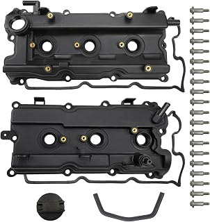 Engine Valve Cover Set with Bolts & Oil Cap & Gaskets & Spark Plug Tube Seals & PCV Valve Compatible with 2002-2007 Nissan Altima Maxima Murano Quest Infiniti I35 VQ35DE V6 3.5L Part# 264-984 265-985