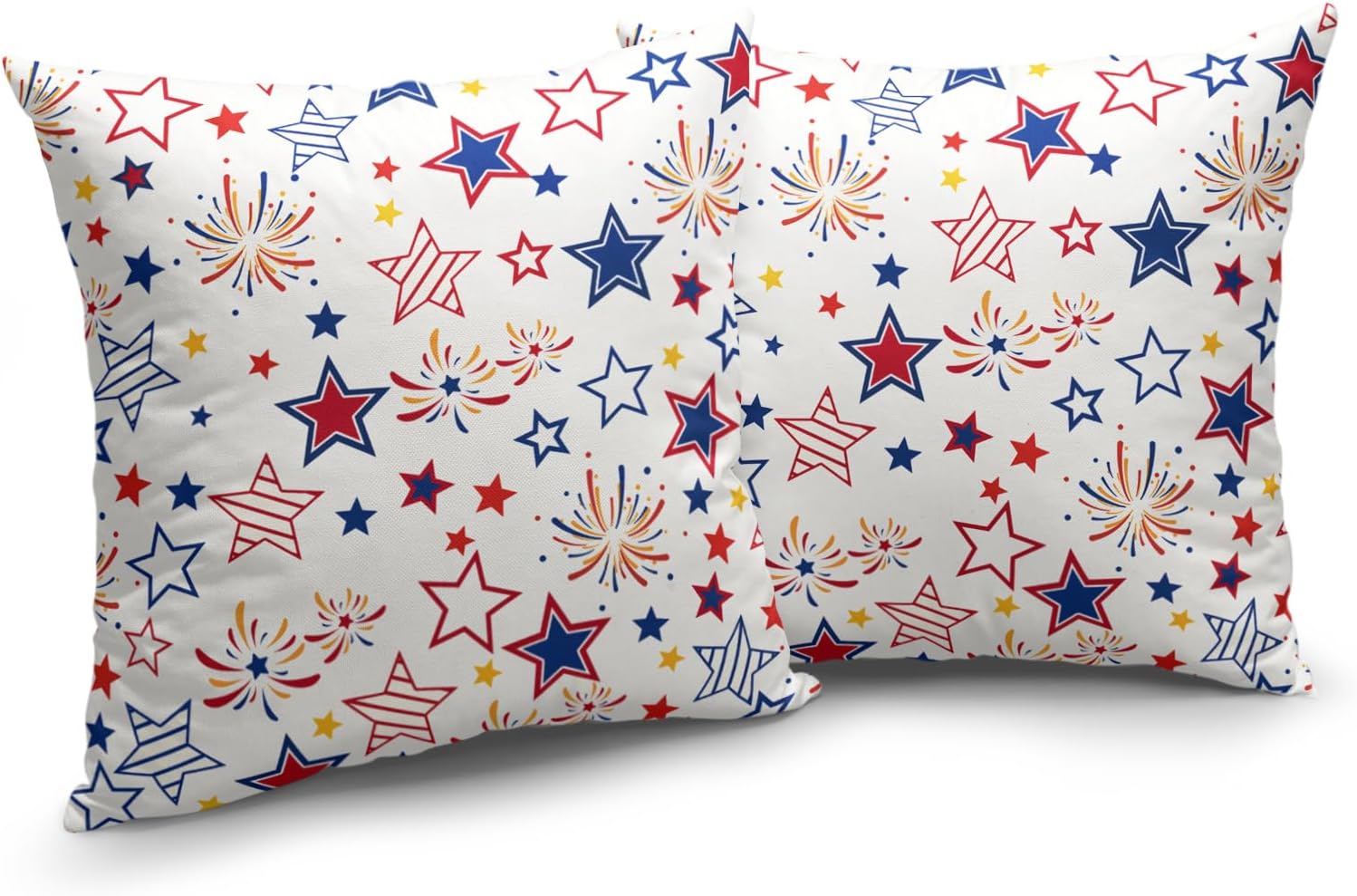 4th of July Pillow Covers 18x18 inch Memorial Day Patriotic Home Decoration Throw Pillows for Couch Red White Blue Star Firework Pillowcase Cushion Cover 2 Pcs Independence Day for Sofa Bed Car