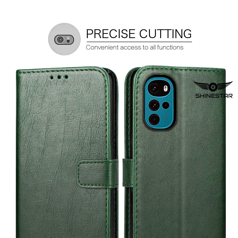 SHINESTAR Moto G22 Leather Flip Cover - Green -2 SHINESTAR Moto G22 Leather Flip Cover - Green -2