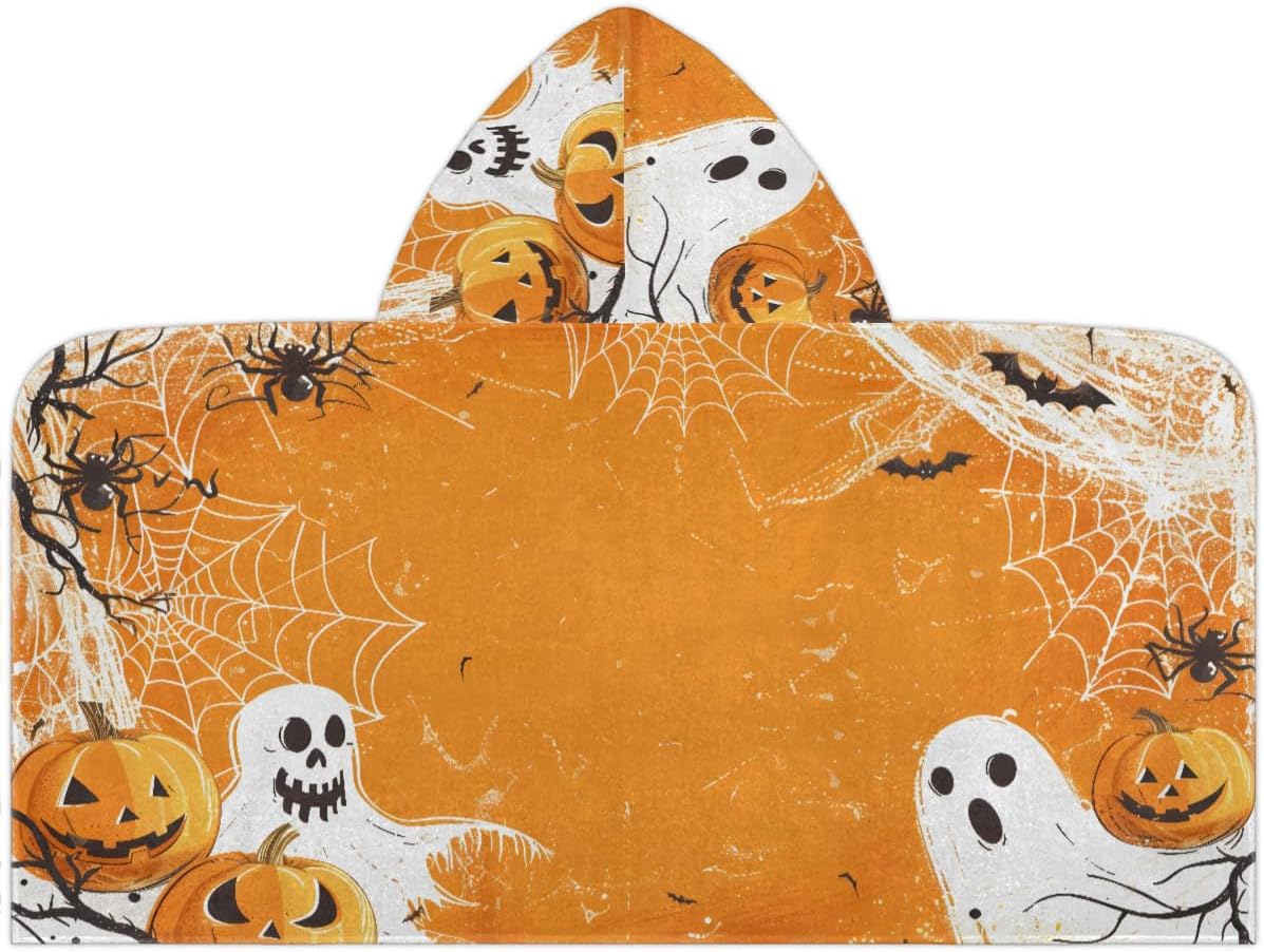 Pardick Kids Bath Towel Spider Web Specter Beach Towel with Hood Pool Cover Up for Girls Boys Soft Absorbent Hooded Bath Towel Toddler Towels for Beach, Pool
