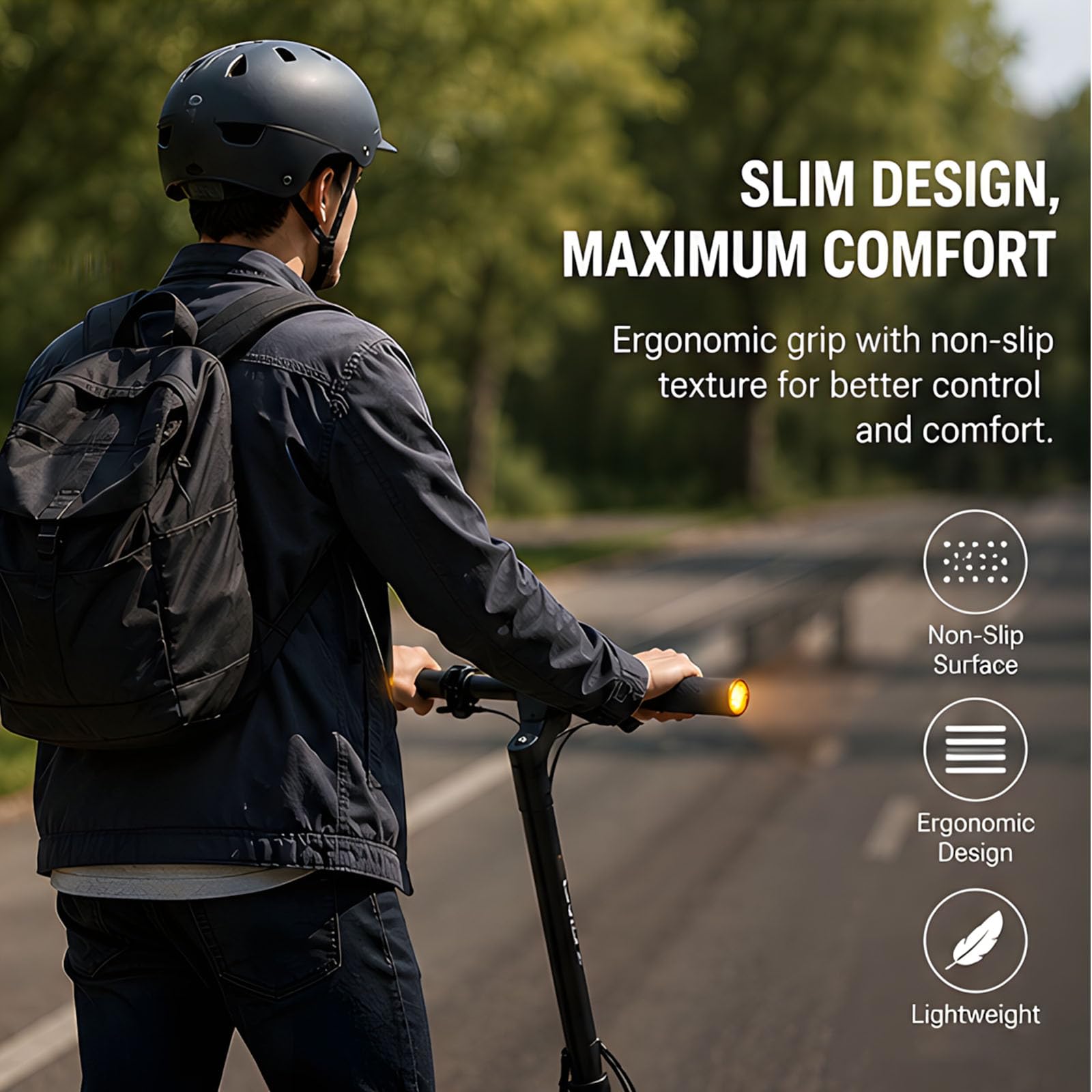 Poignées de guidon en silicone avec lumières de direction intégrées pour scooters et vélos électriques alimentés par piles