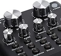 Vista 6 de Mini tablero mezclador de sonido Bluetooth, tarjeta de sonido en vivo, mezclador de audio tipo Bluetooth con 18 efectos de sonido, cambiador de voz