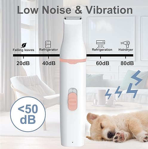 Miniatura 5 de Cortadora de patas de perro para aseo, cortadora de perros de bajo ruido con cuchillas dobles, kit de aseo inalámbrico para perros para afeitar el