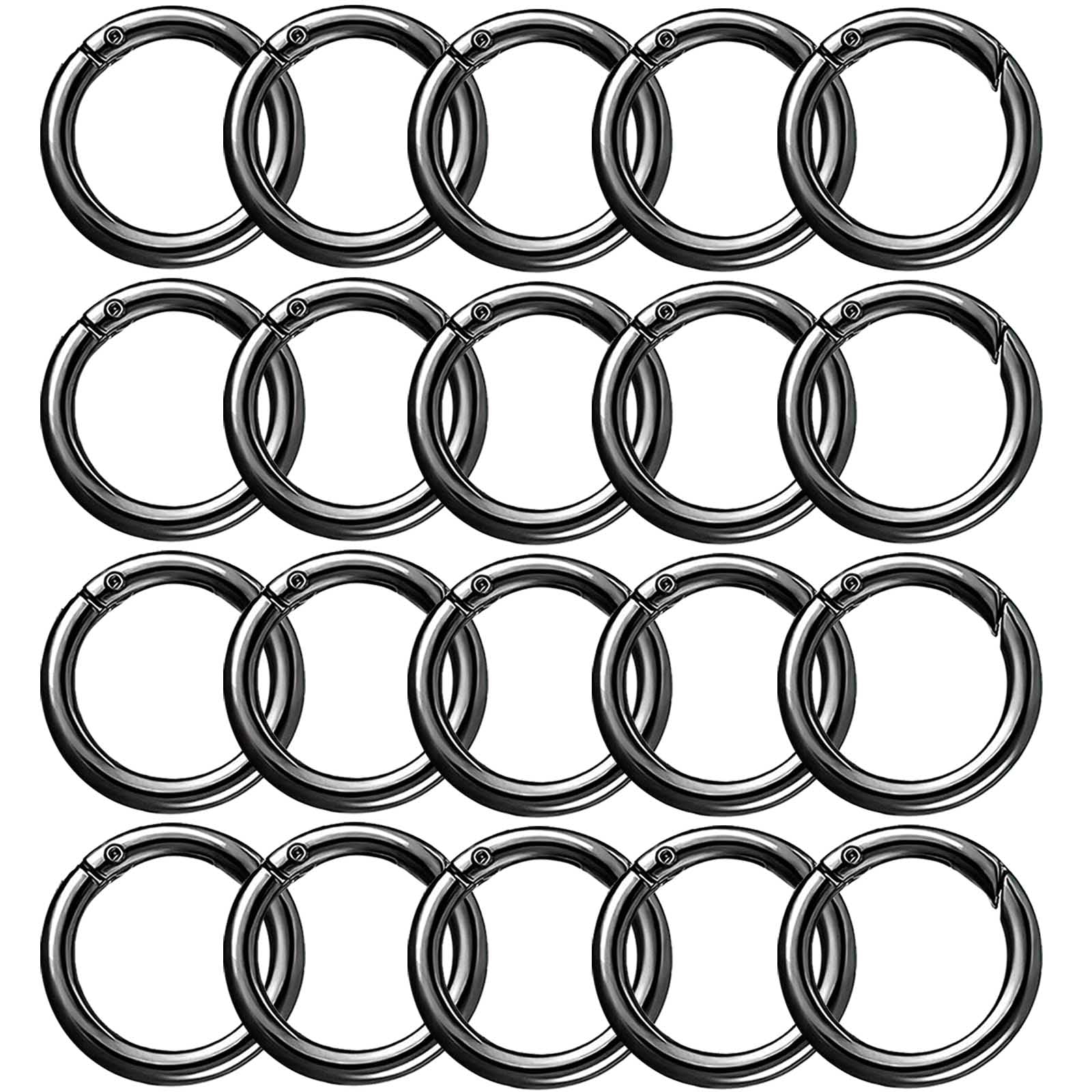 Bikasun 20 Pcs Spring O Rings 28mm Round Metal Spring Snap Clip Hooks Black