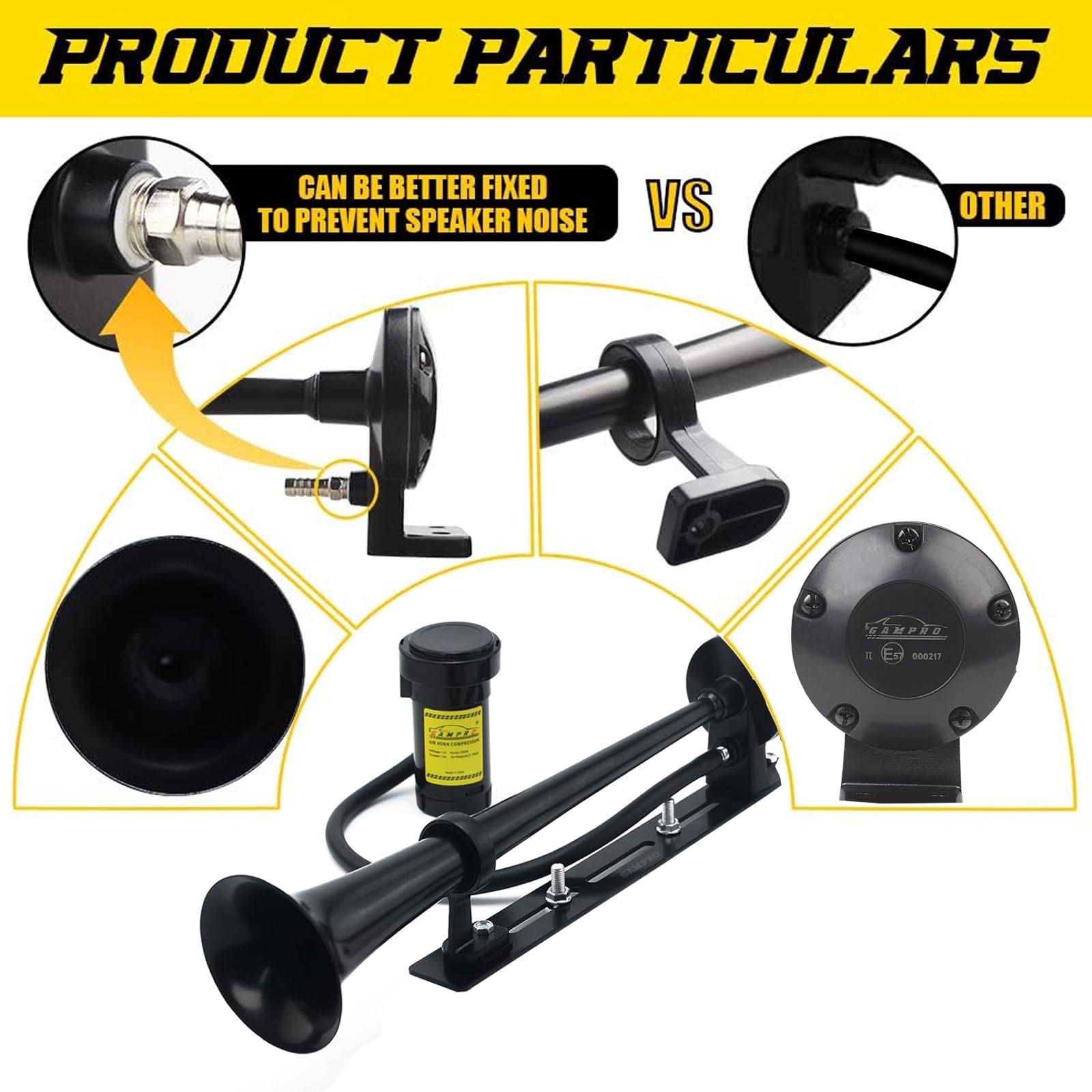Clacson Per Camion 12V 150 DB - Doppia Tromba Air Horn, Compressore, Zinco Cromato, Per Auto/barche/furgoni - 8