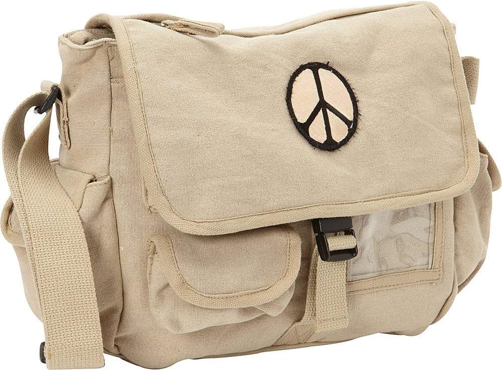 Fox Outdoor Products Retro Messenger Bag, Peace Khaki : Clothing, Shoes & Jewelry