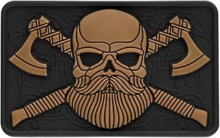 M-Tac Tactical Beard Skull Patch - Morale Patch for Military Gear Army Patches for Clothes, Jackets, Backpacks, Hats Patch with Hook Fasteners (Black/Coyote)