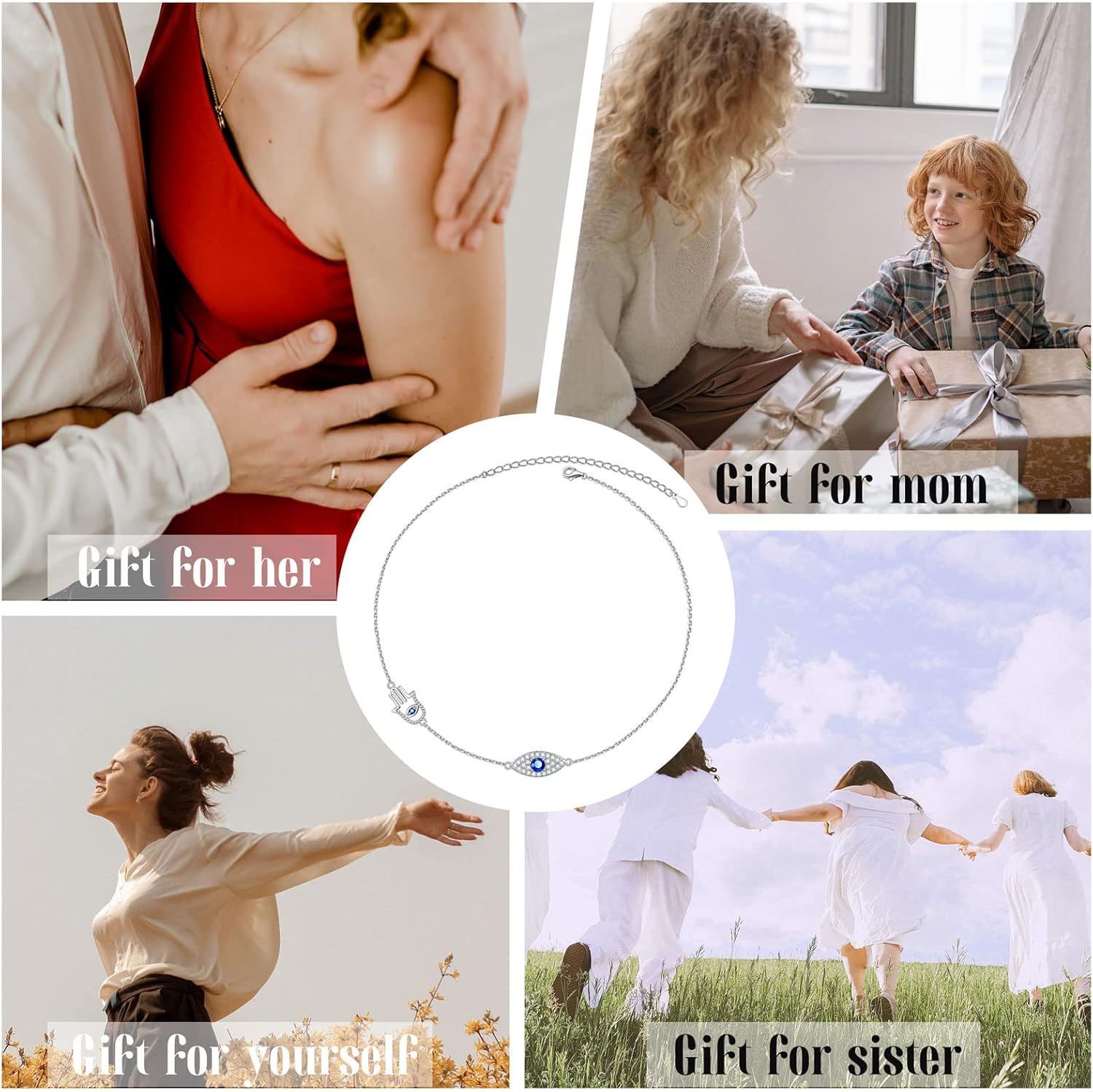 Alphm Evil Eye Hamsa Hand Choker S925 Sterling Silver Short Dainty Pendant Necklace for Women Jewelry Gift - Image 7