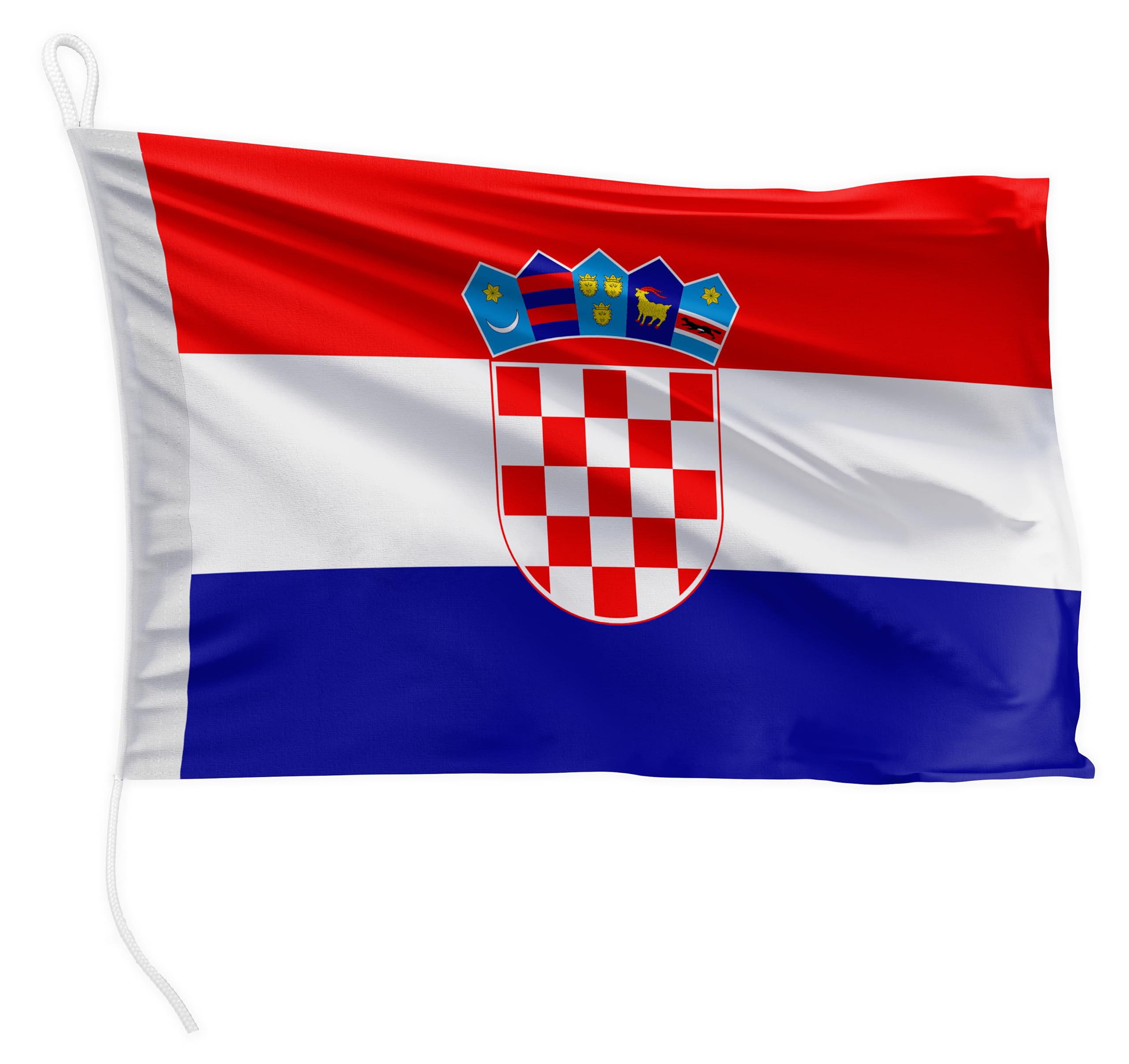FLAGLY Premium Boat Flag Croatia 30 x 20 cm - 115 g/m² Fabric Weight - Printed, Robust with Knit & Loop, Boat Accessories Motor Boat (30 x 20 cm - Croatia) — image 1