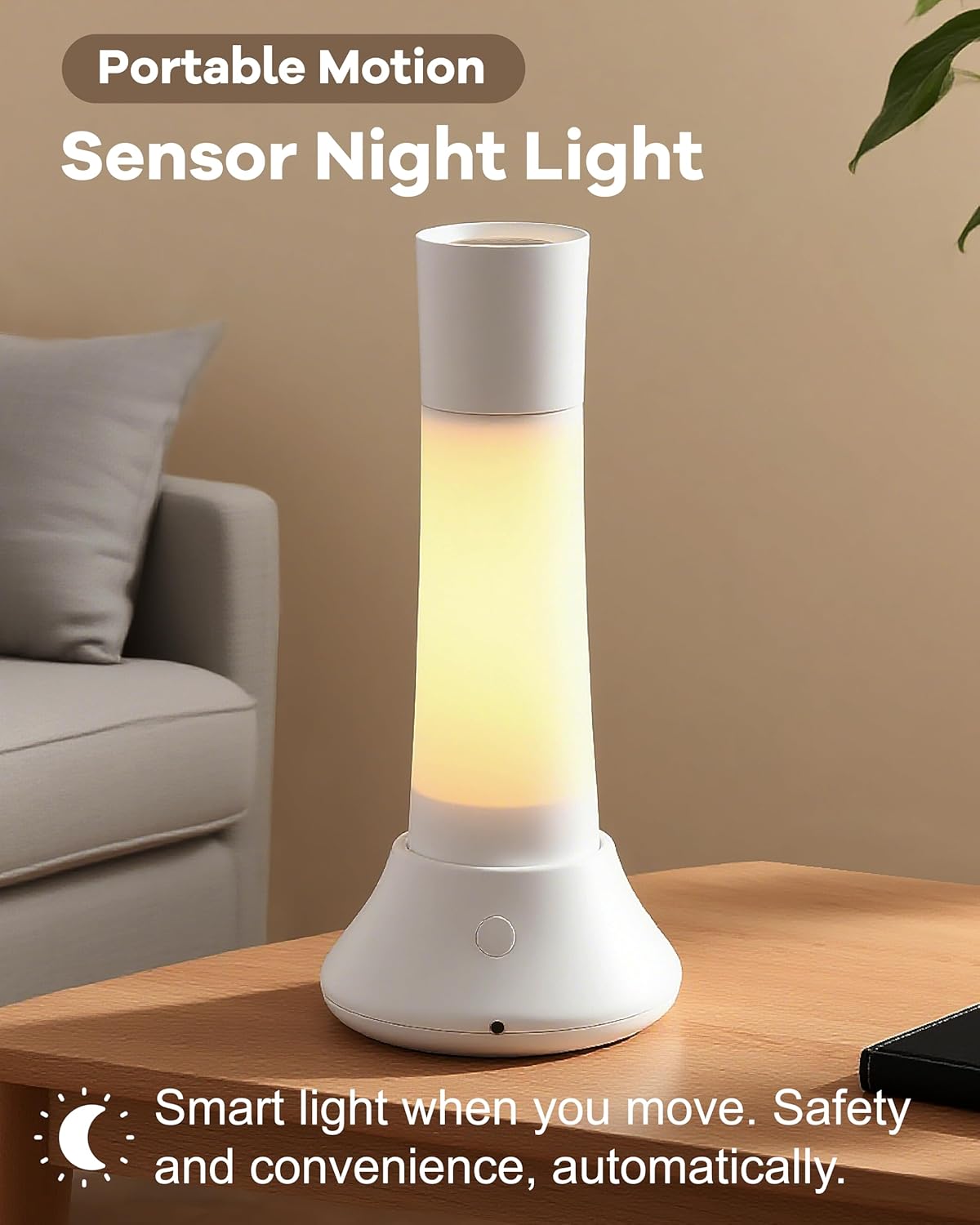 Rechargeable Motion Sensor Night Light Indoor,Portable LED Flashlight & 3 Color Lamp 3 in 1,Bedside Table Lamp for Bedroom, Hallway and Bathroom,Birthday Valentines Day Gifts for Women,Men and Kids