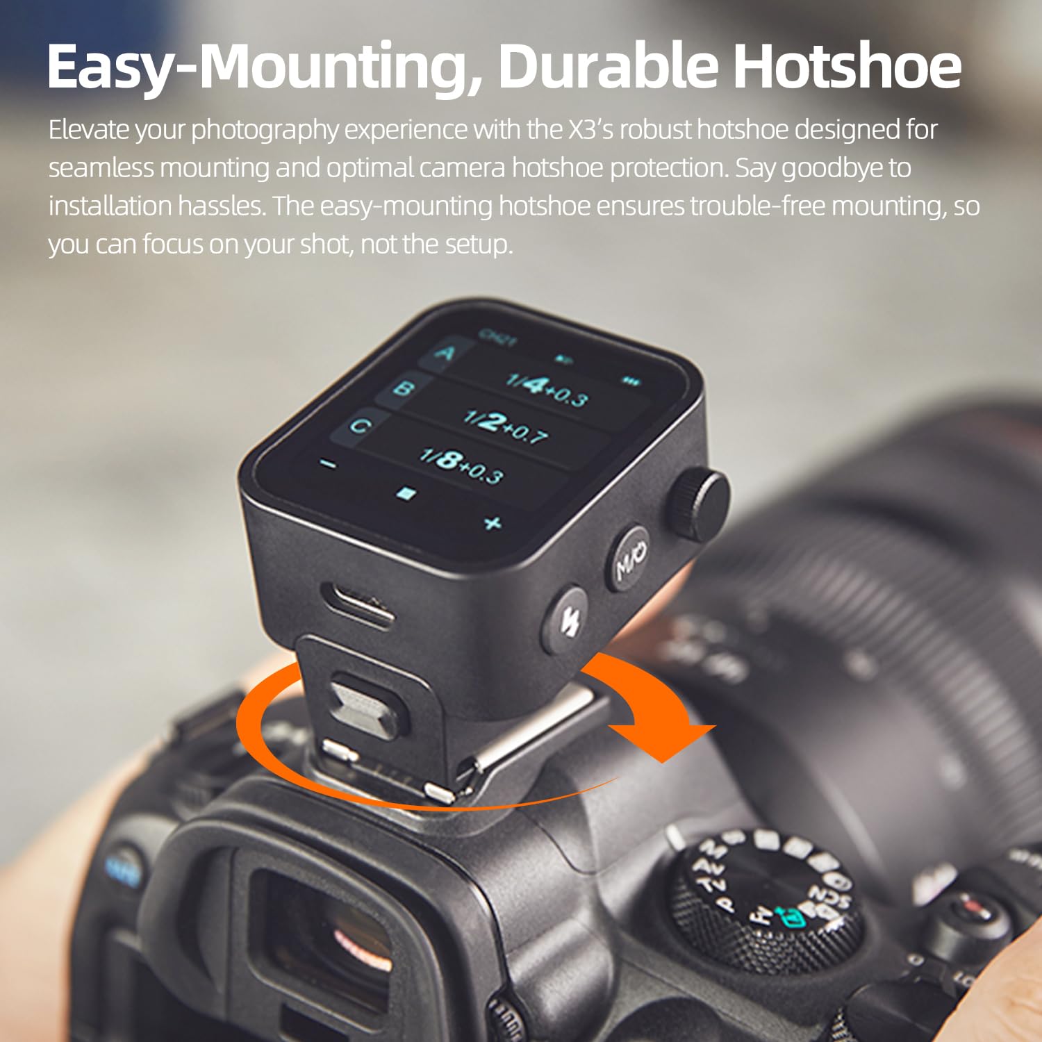 Godox Guide de flash sans fil X3 F à écran tactile TLL - Mesure automatique - Synchronisation haute vitesse - Batterie au lithium intégrée - Flash de studio - Déclencheur sans fil - Charge rapide