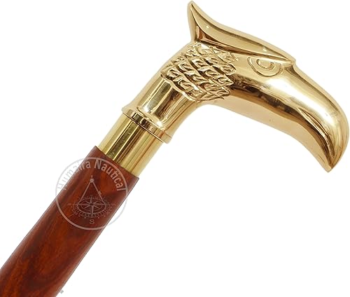 Miniatura 4 de Eagle - Bastón decorativo para hombres y mujeres, bastones de madera y bastón con mango de metal de latón, símbolo de poder y fuerza