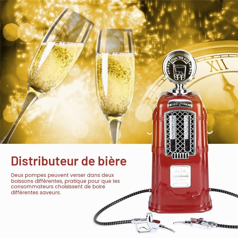 Zerodis Tireuse à Bières Distributeur Boisson Bar Cockatil Machine à Bière Double Liquide Pompes Offre Boissons Différentes, Capacité 1000 CC(Red)