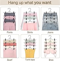 Vista 6 de TOPIA HANGER Perchas de falda de 4 niveles para mujer, ahorran espacio con clips ajustables, ahorran un 80% más de espacio, colgador de clip