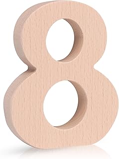 Oubest 4 Inch Unfinished Wooden Numbers for Crafts, Wall, Home, Birthday, Wedding, Party Decor, DIY Painting Projects, 0.67 Inch Thick Small Standing Unfinished Wood Numbers 8