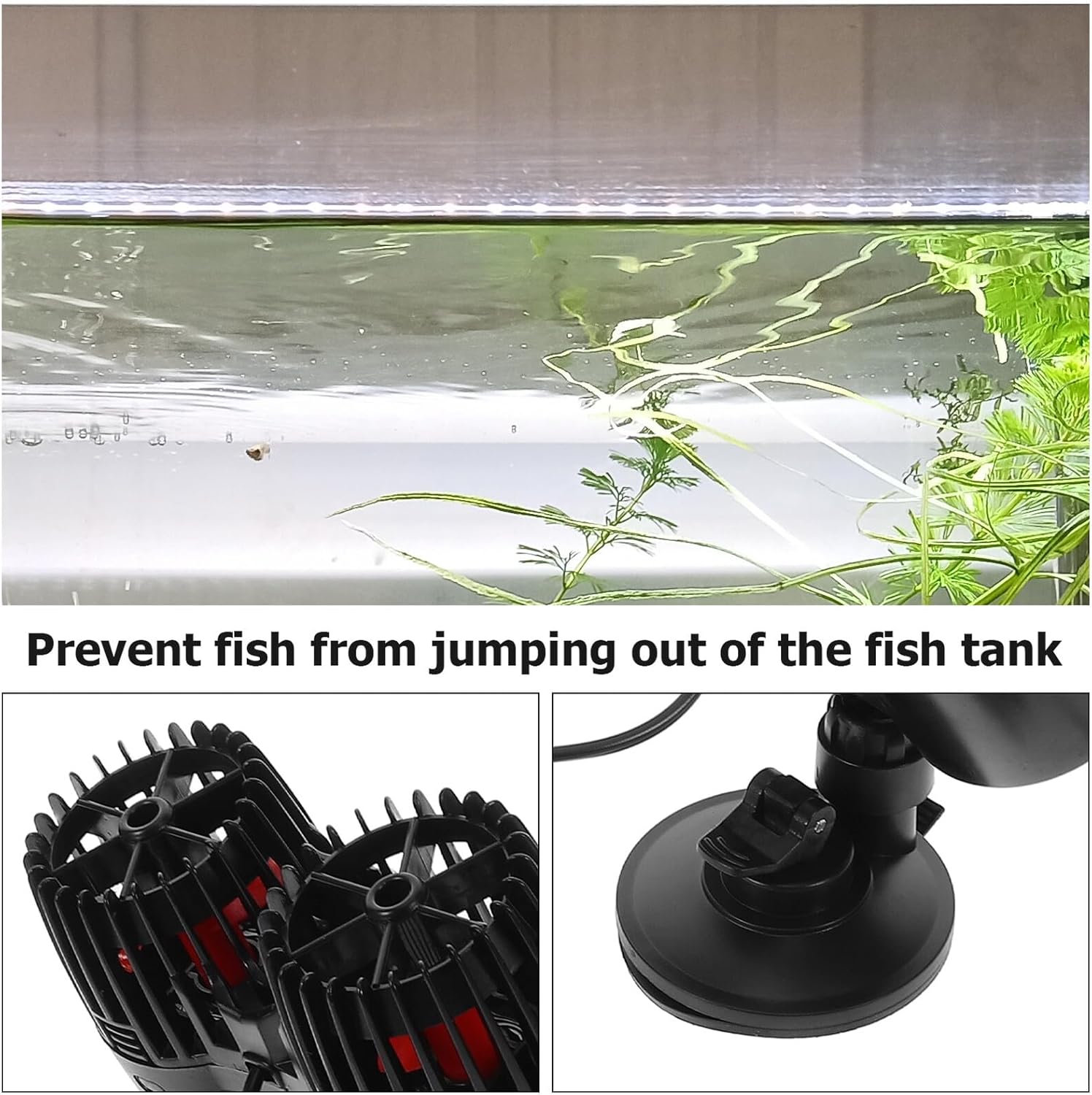 Uonlytech Aquarium Circulation Pump Wave Maker with Double Head Quiet Submersible Water Pump for Fish Tank Hydroponics US Plug 110v Black