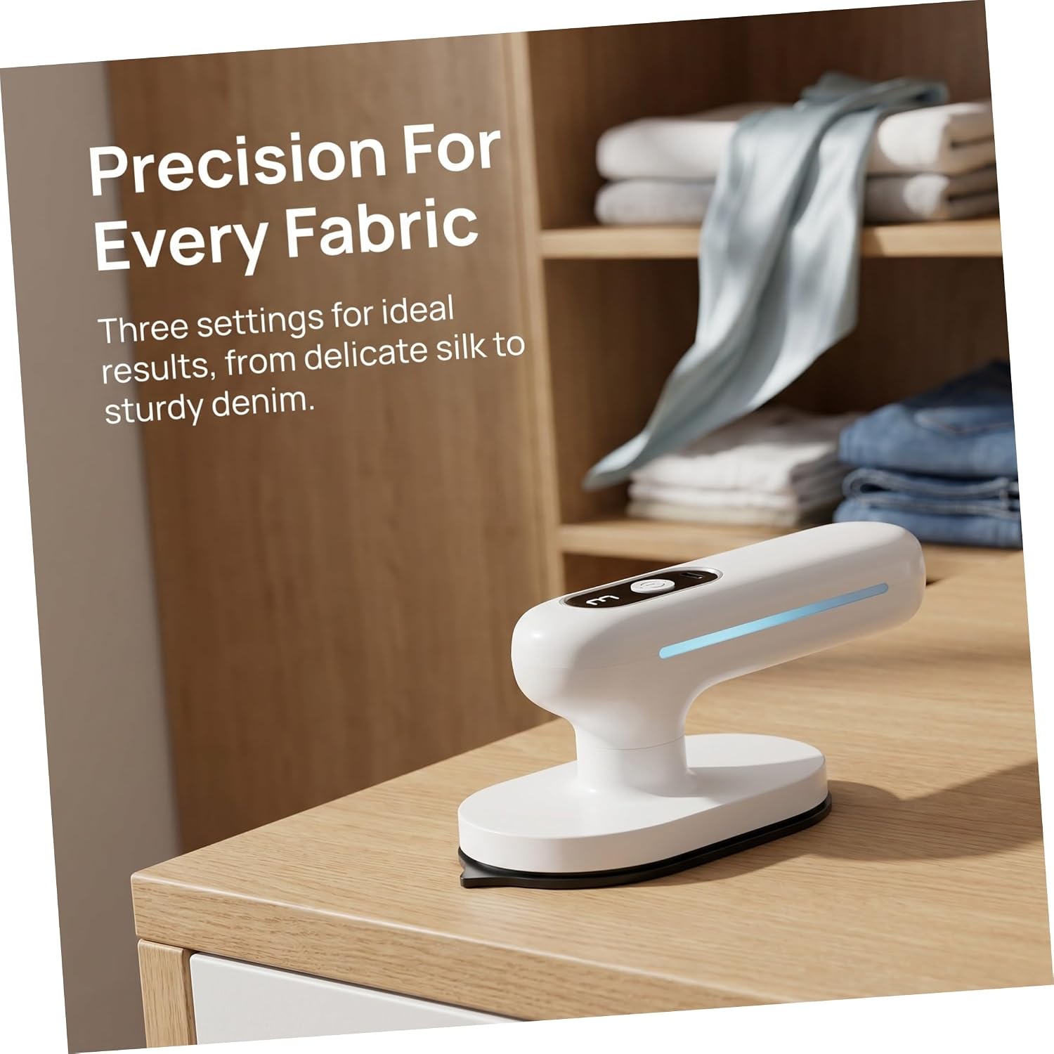 WOONEKY Mini Electric Iron for Travel and Office Use, Portable Handheld Iron with Quick Heating, Adjustable Temperature, Ceramic Soleplate, and Rotatable Handle