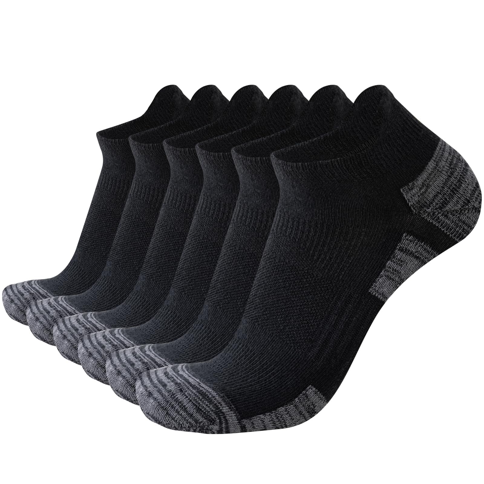 Sneaker Socks for Men, 6 Pairs Padded Cotton Ankle Socks with Arch Support for Running, Walking, Hiking, Cycling, Breathable, Anti Blisters-image-37