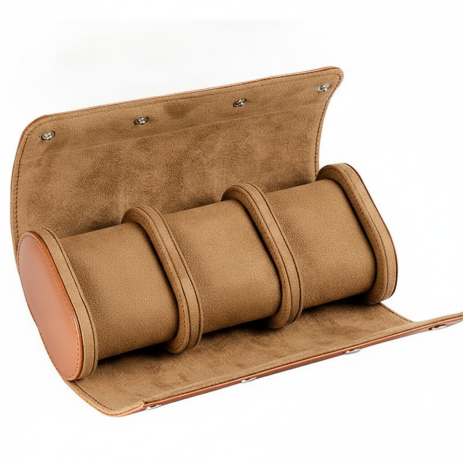 Estuche con Triple Compartimentos Cilíndrico Organizador Relojes Viaje Compacto Caja Organizadora para Cajón, Cómoda, Negro Con Interior Gris
