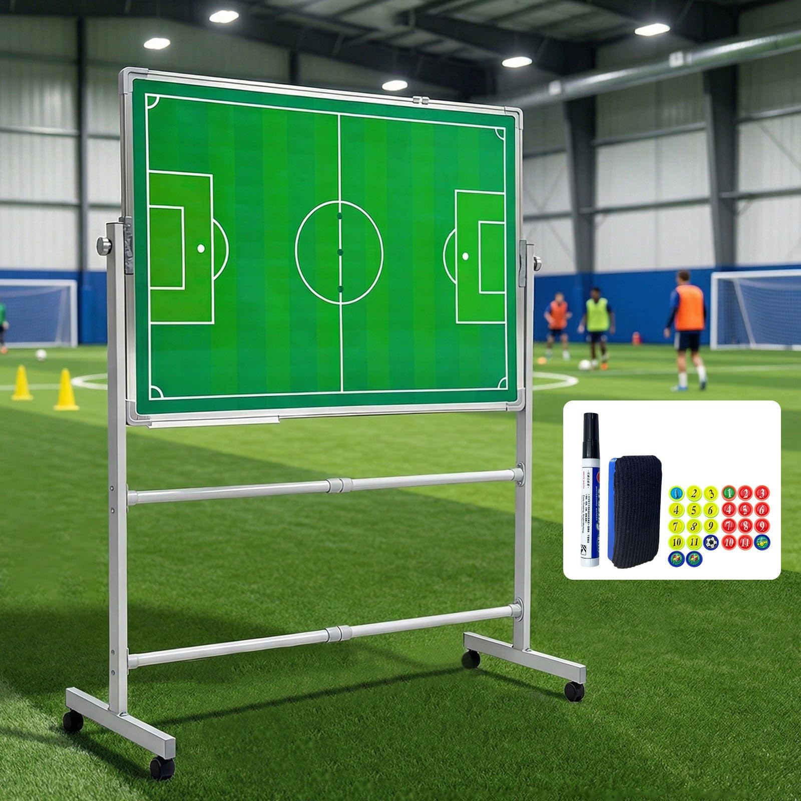 Lavagna Magnetica per Allenamento di Calcio, Lavagna Calcio Allenatore di Board, Telaio e Supporto in Alluminio, per Allenamento