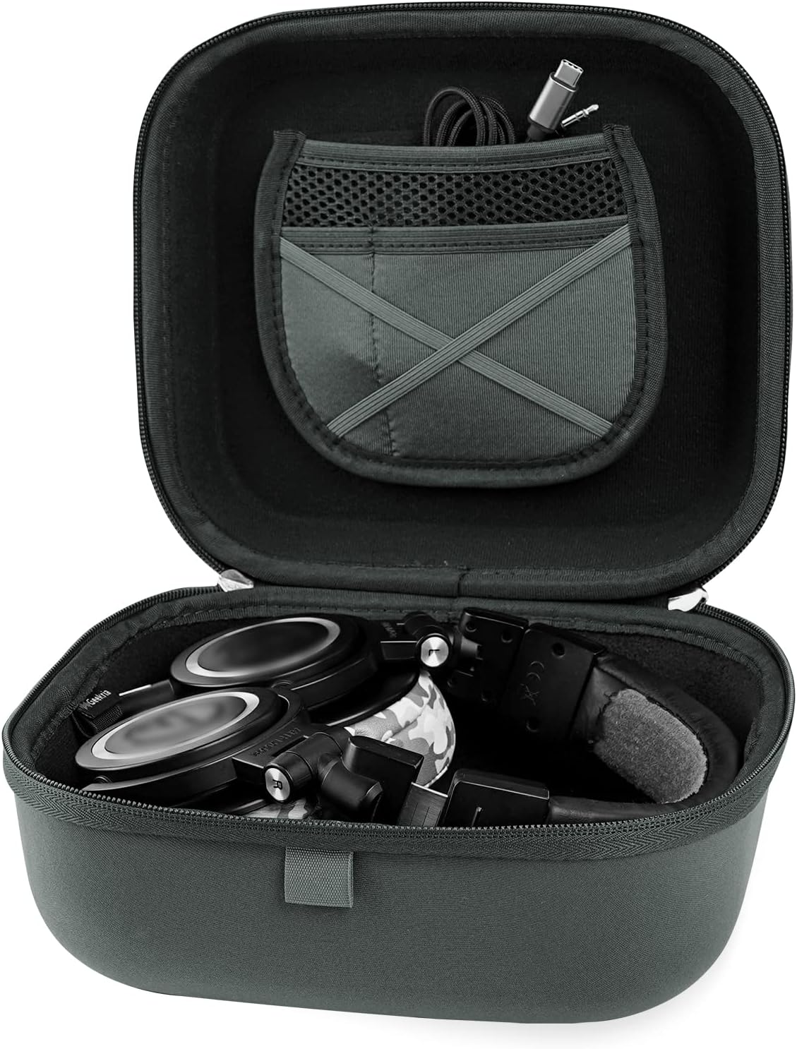 Linkidea Headphones Carrying Case Compatible with Audio-Technica ATH-M50X, ATH-GDL3 Case, Protective Hard Shell Travel Bag with Cable, Charger Storage (Dark Grey) - Image 2