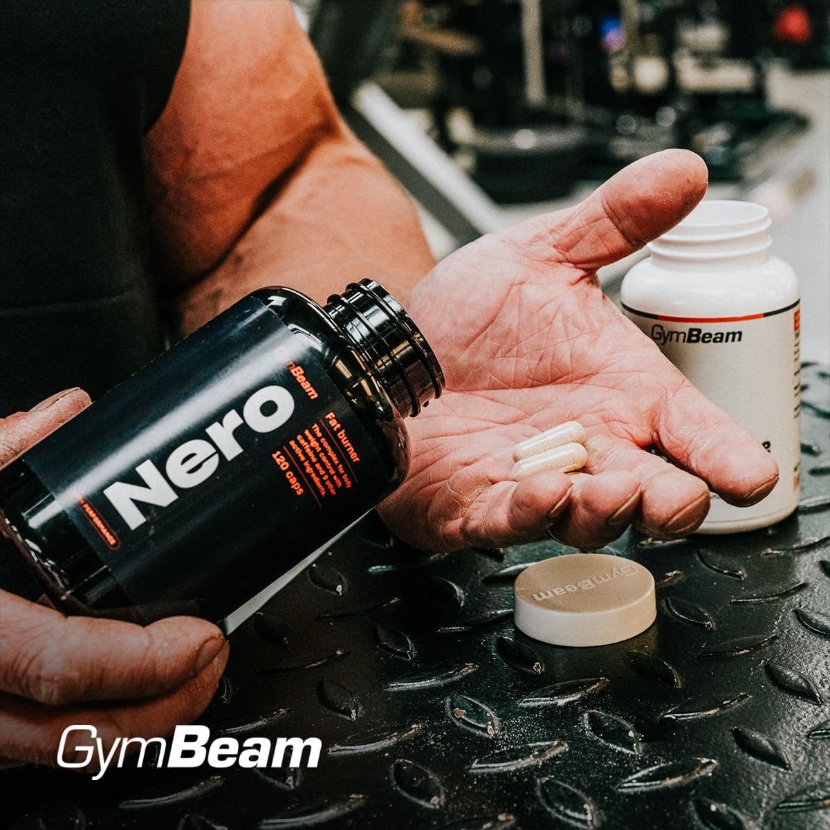 Nero Fatburner – L Carnitin Komplex mit 200 mg Koffein pro Portion, hochdosiert – Fettverbrenner mit MACA, Grüntee Extrakt, Bromelain & Schwarztee Extrakt, ohne Zusatzstoffe – GymBeam, 120 caps