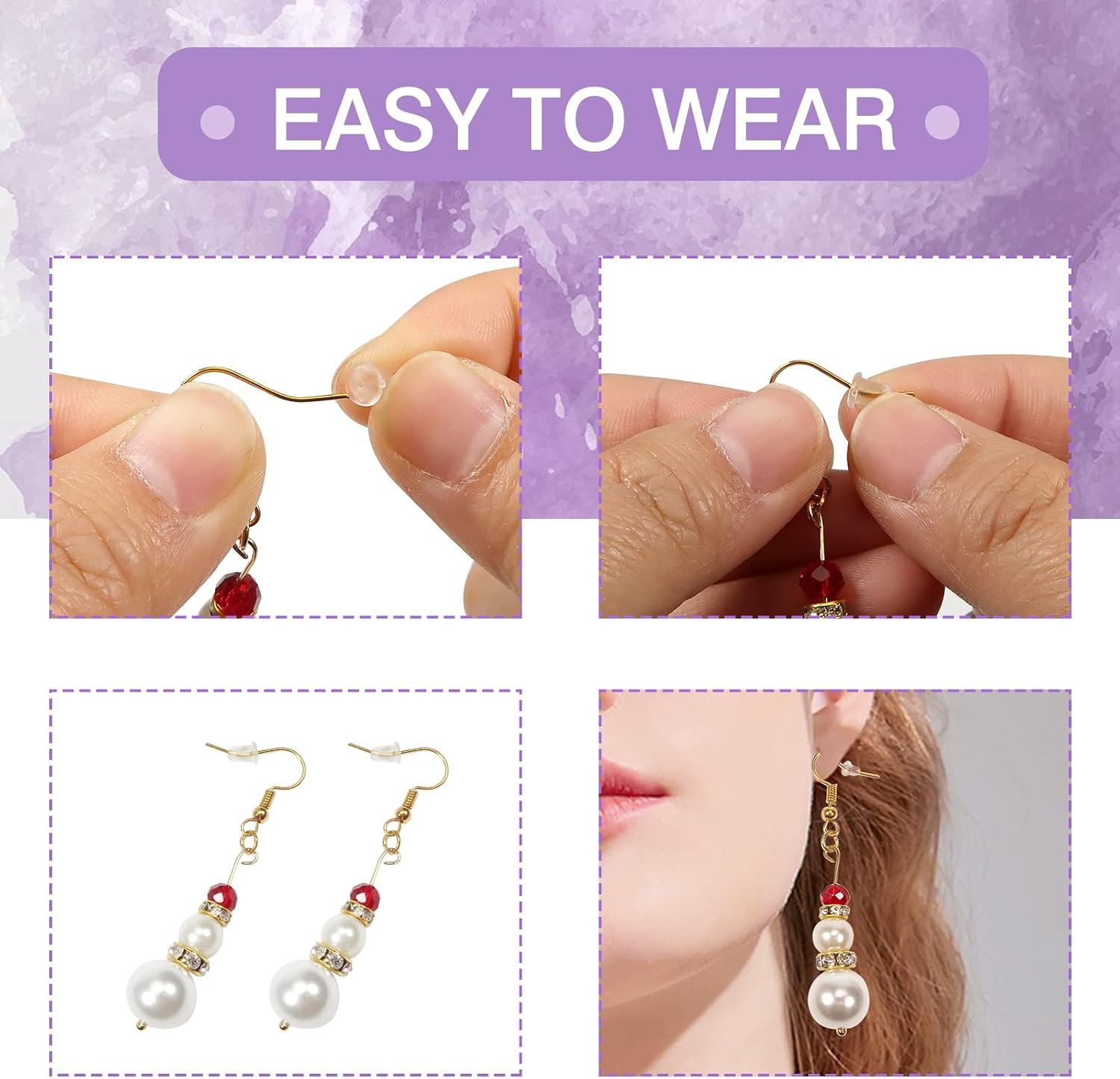 TOAOB 1000pcs Clear Rubber Safety Earring Backs 6x4.9 mm Soft Ear Nut Stoppers Replacement Secure for Fish Hooks Earring Post Studs image 3