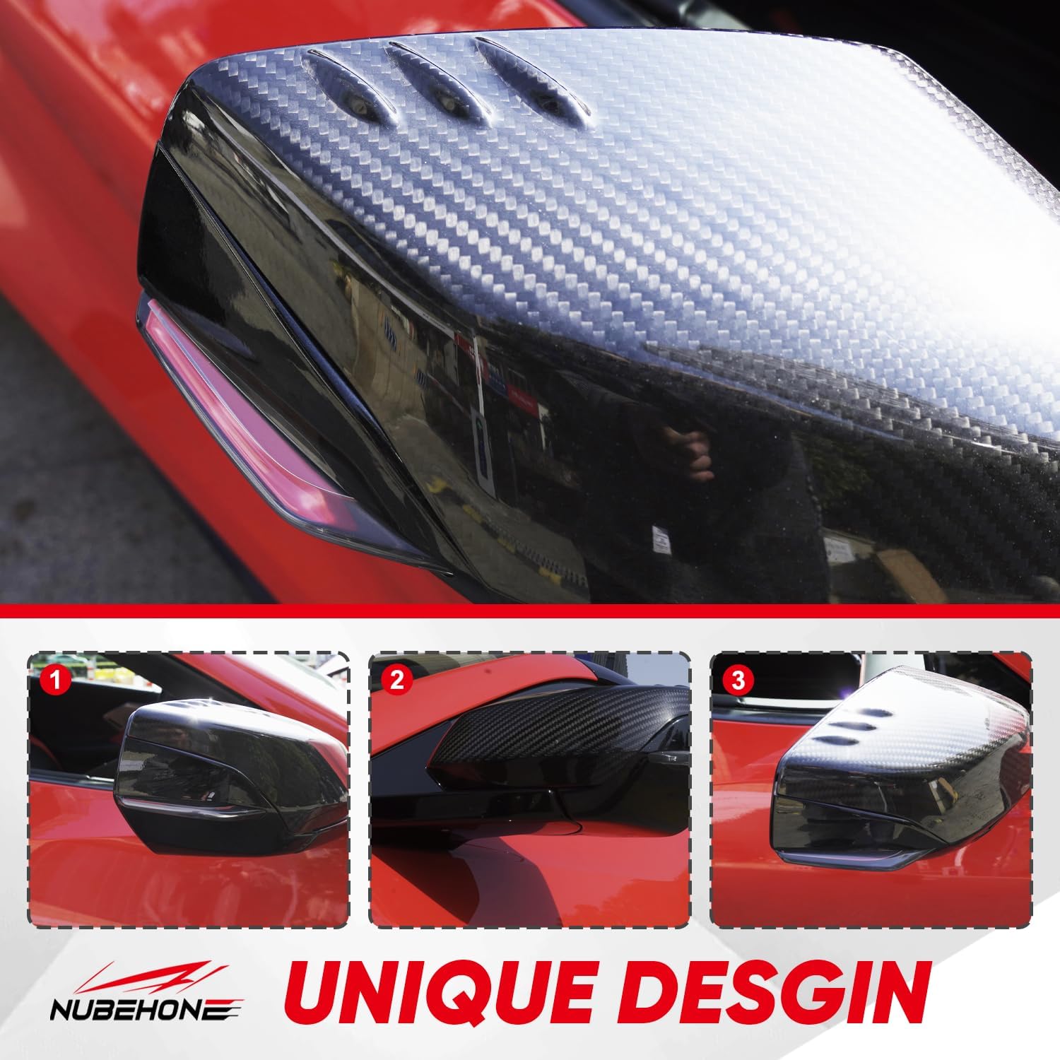 C8 Bundled Items of Real Carbon Fiber Mirror Caps and Side Fender Vent Door Garnish Fit for Corvette C8 Stingray Z51 2020-2025